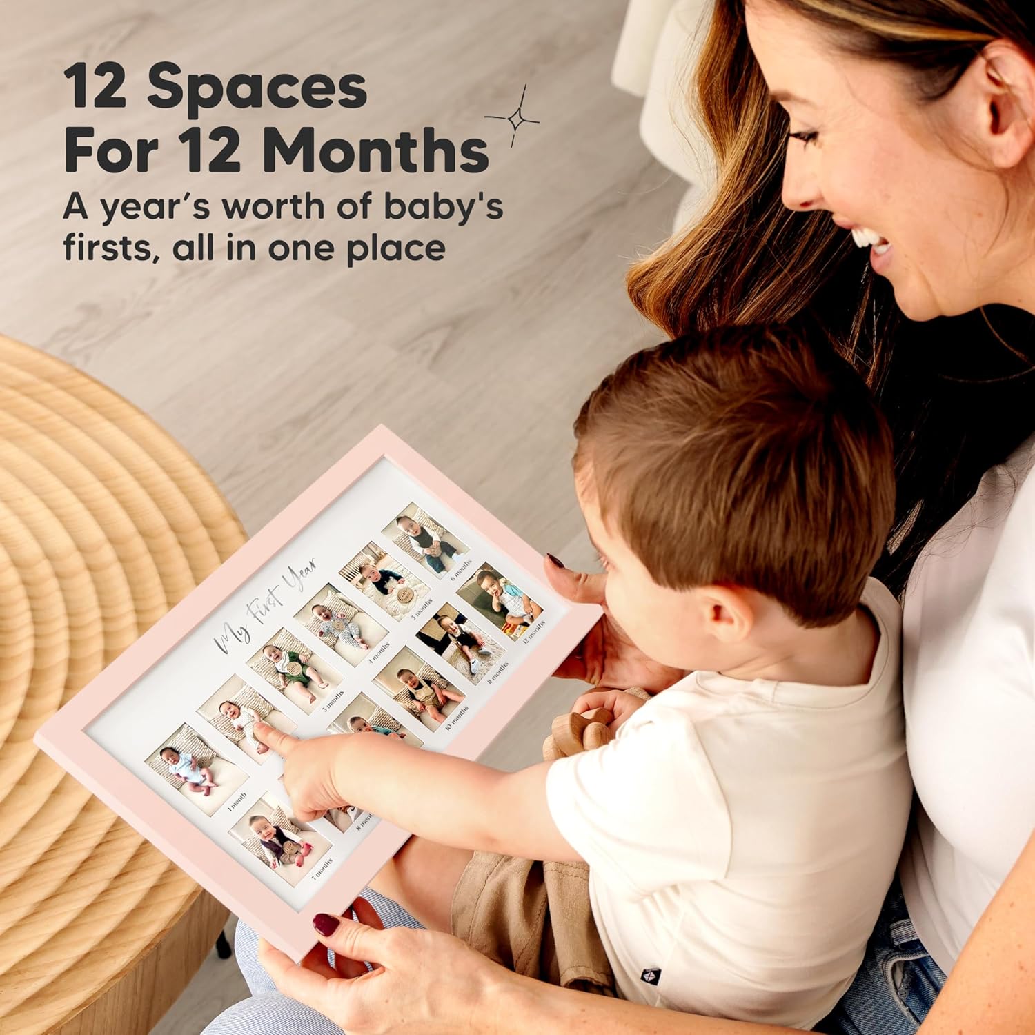 KeaBabies 12-Month Baby Photo Frame with Inkless Hand Footprint Kit