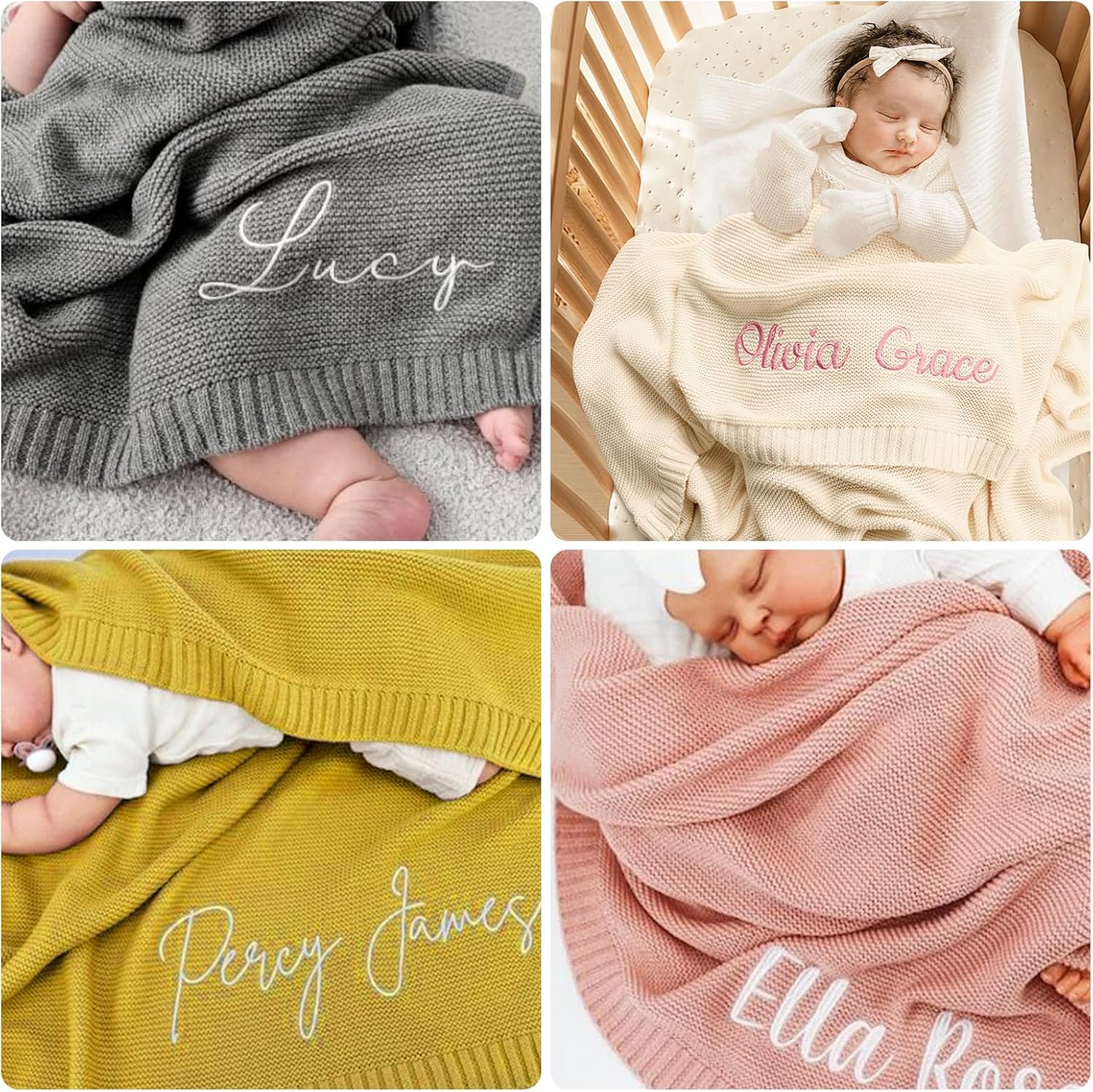 Custom Baby Blanket with Name - Personalized 30x40in Soft Knit Blanket