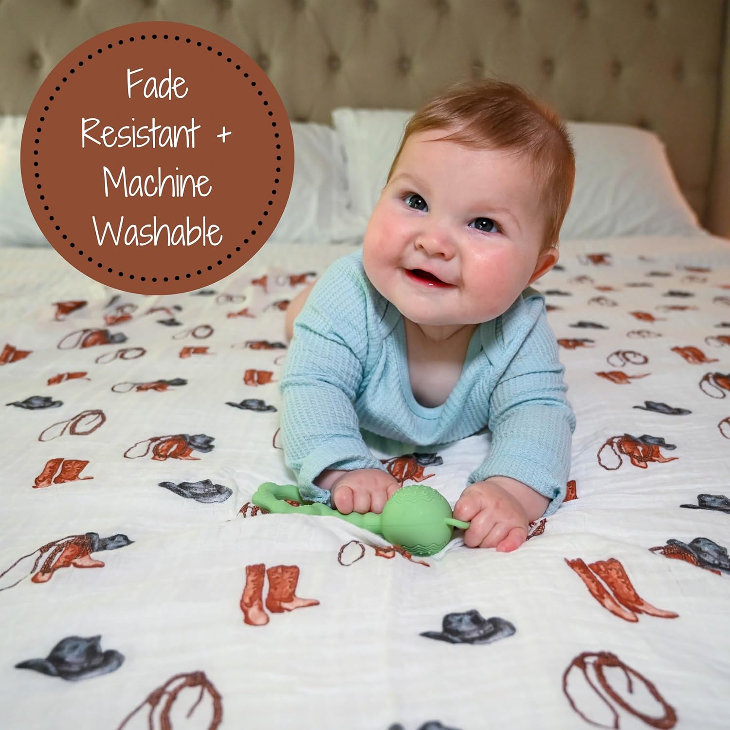 LollyBanks Cowboy Horseshoe Swaddle Blankets 2 Pack