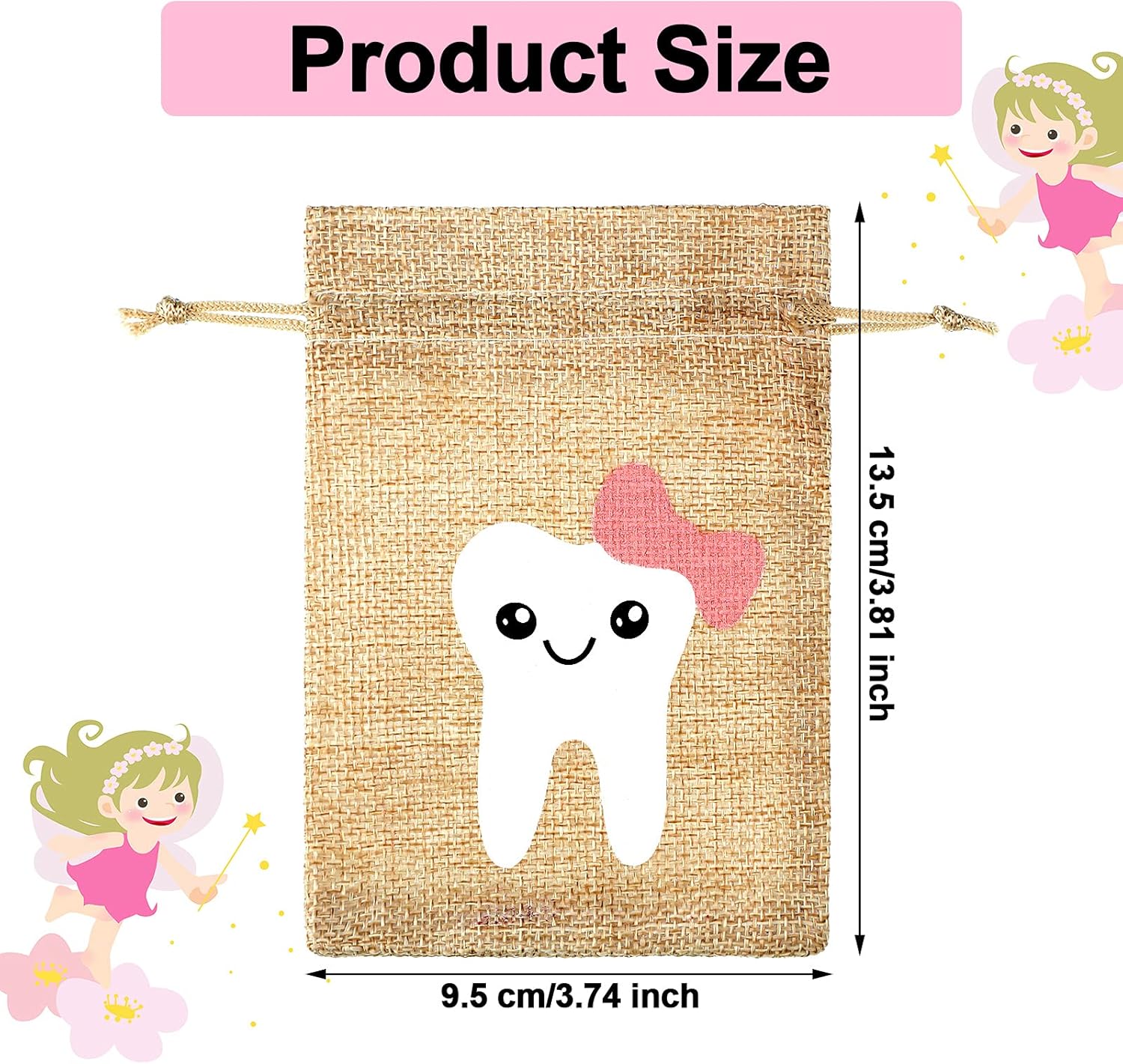 Shappy Pink Tooth Fairy Bag with Drawstring