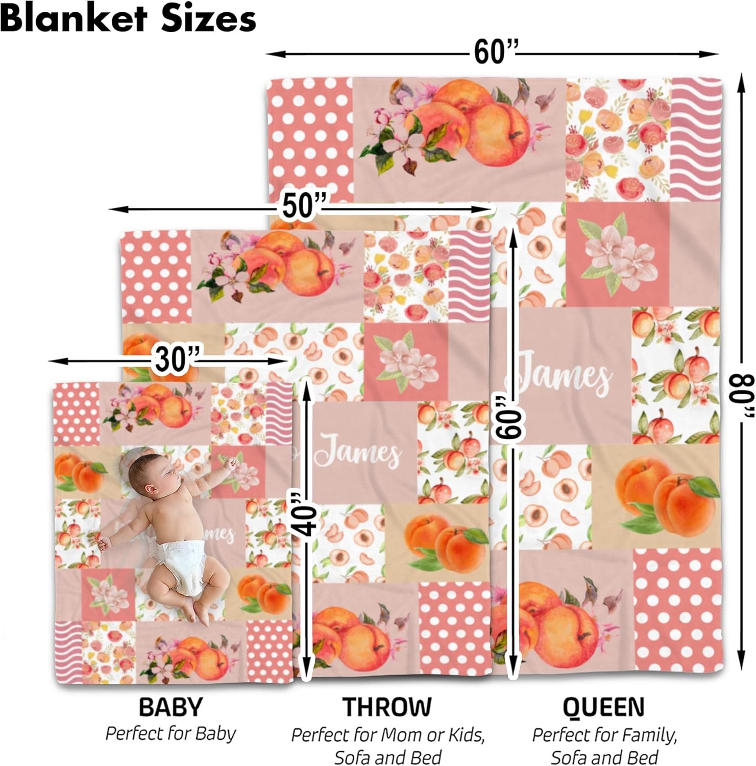 Custom Fruit Baby Blanket with Polka Dots