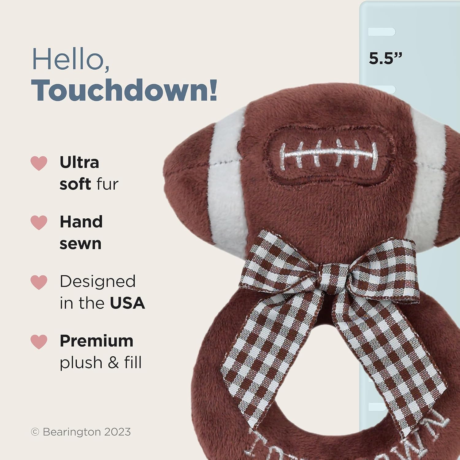 Bearington Baby Touchdown Plush Football Rattle