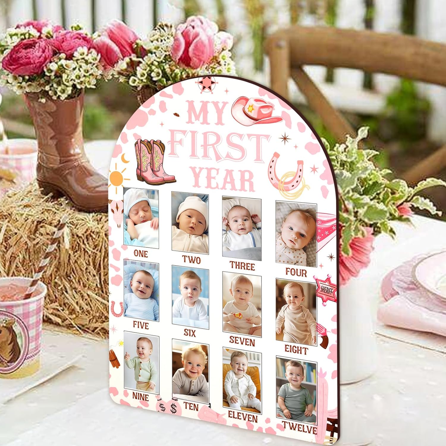 Western Cowgirl First Year Photo Frame Pink 1