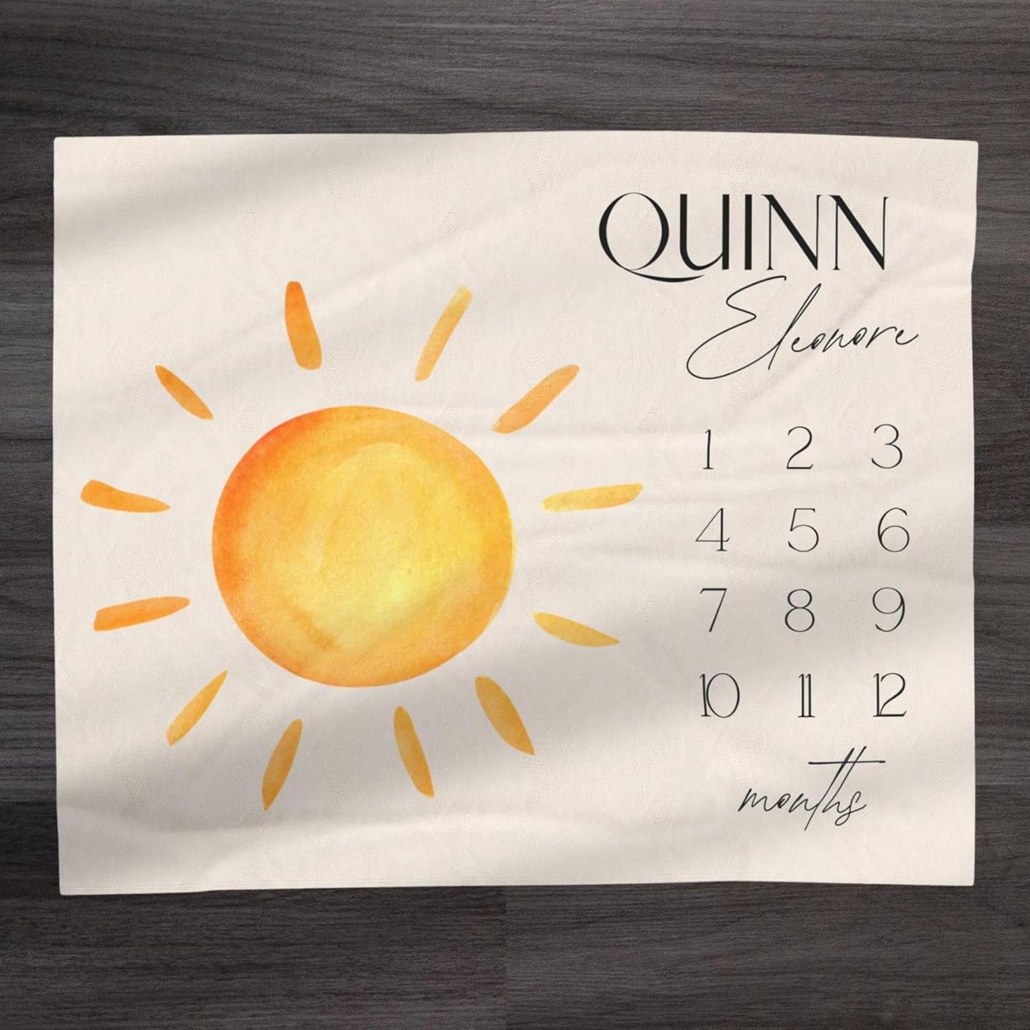 Personalized Baby Blanket with Name and Month Tracker