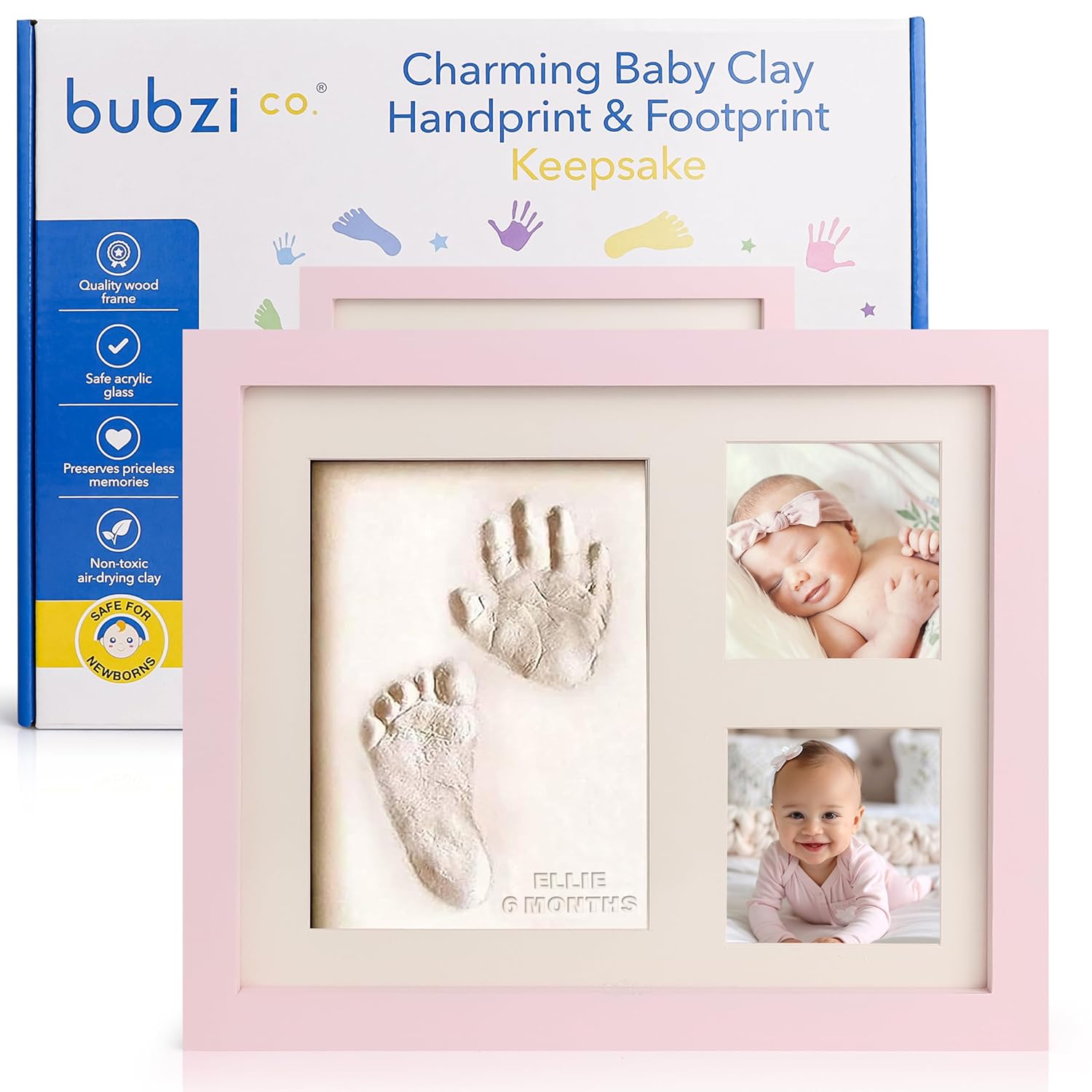 Bubzi Co Baby Footprint Handprint Frame Ballet Pink