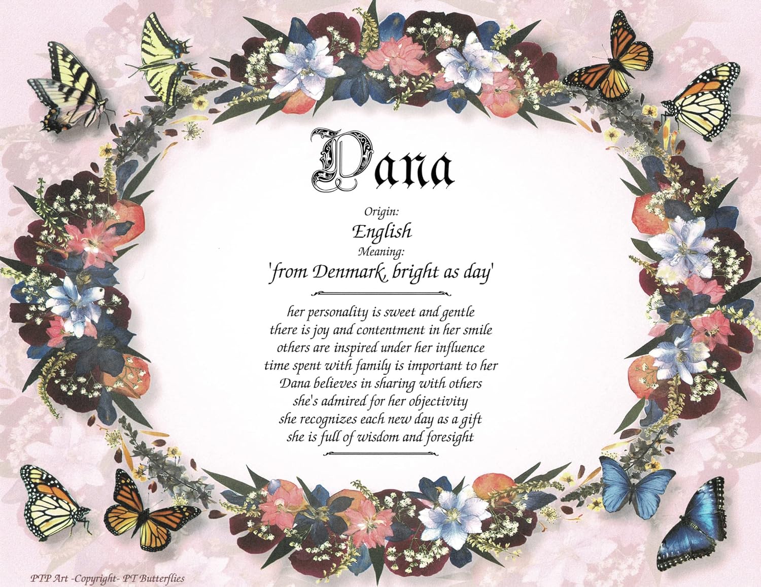 Personalized Butterfly Keepsake Print Frame 85x11