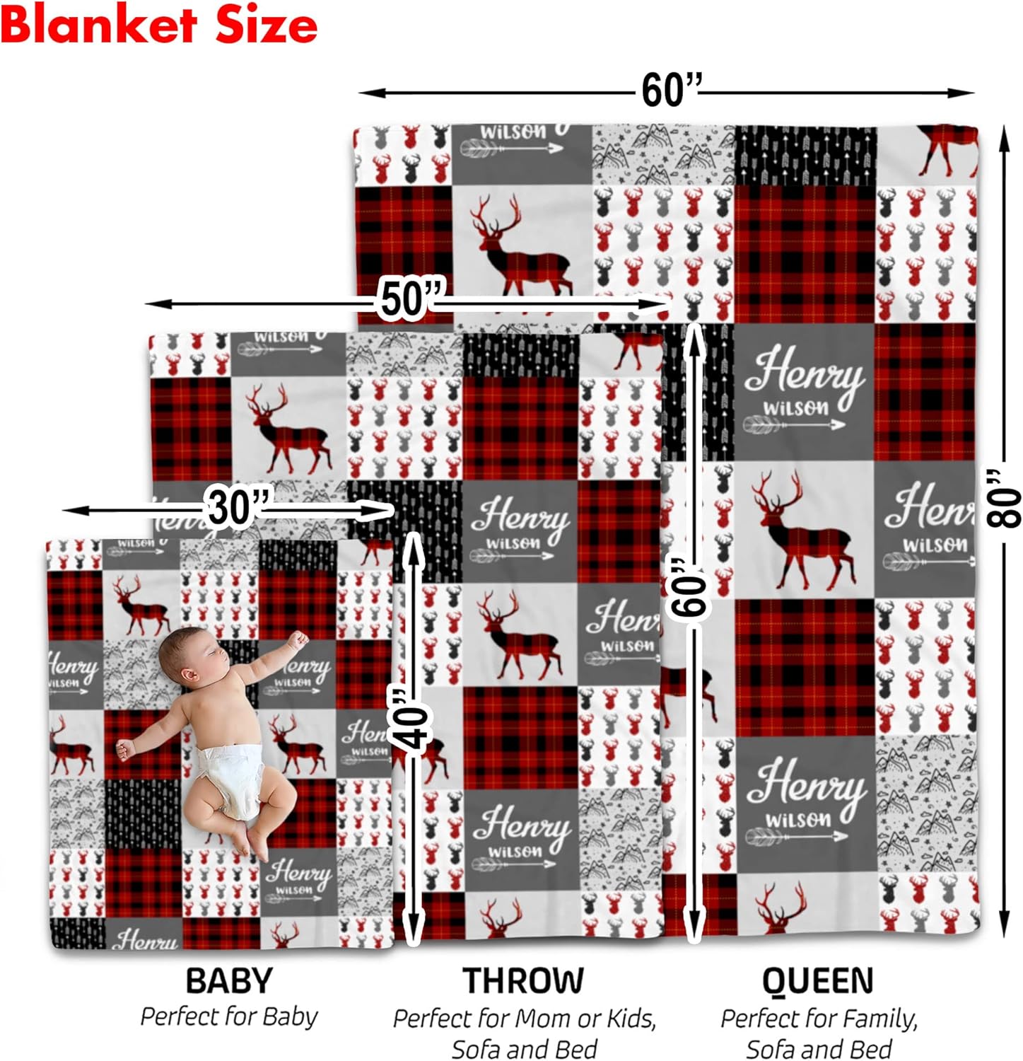 Personalized Reindeer Baby Blanket with Custom Name 1