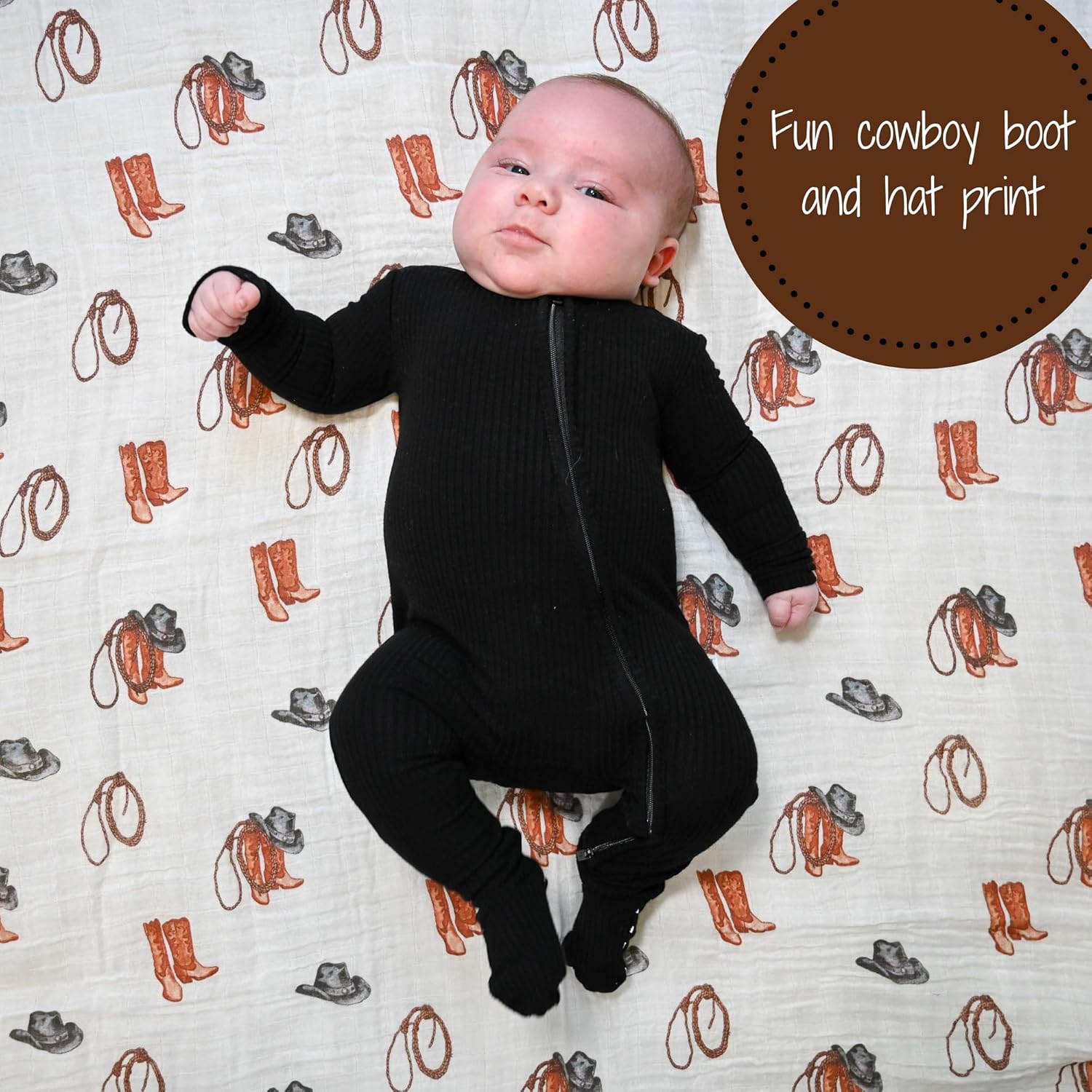 LollyBanks Cowboy Horseshoe Swaddle Blankets 2 Pack