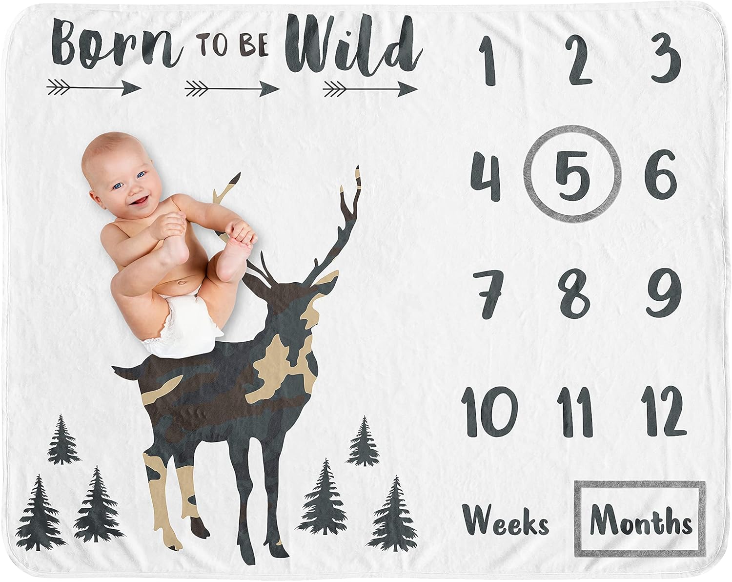 Woodland Camo Deer Baby Growth Mat Blanket 1