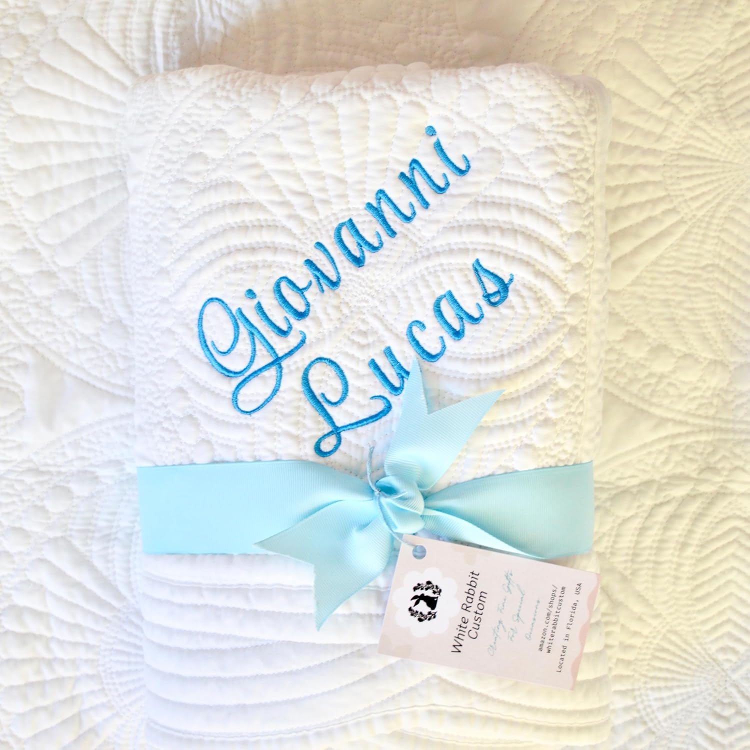 Personalized Baby Blanket With Name and Date Embroidered