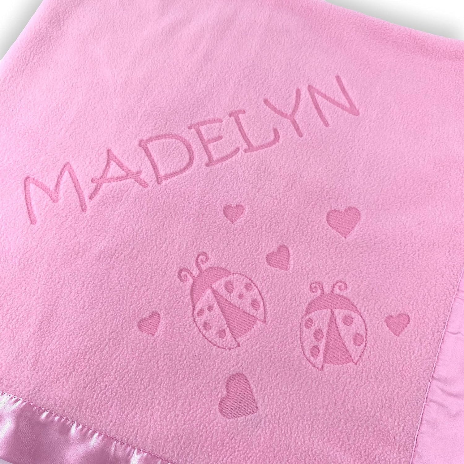 Custom Catch Personalized Girl Pink Baby Blanket with Flower Design