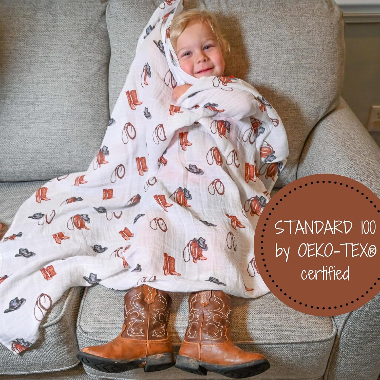 LollyBanks Cowboy Horseshoe Swaddle Blankets 2 Pack
