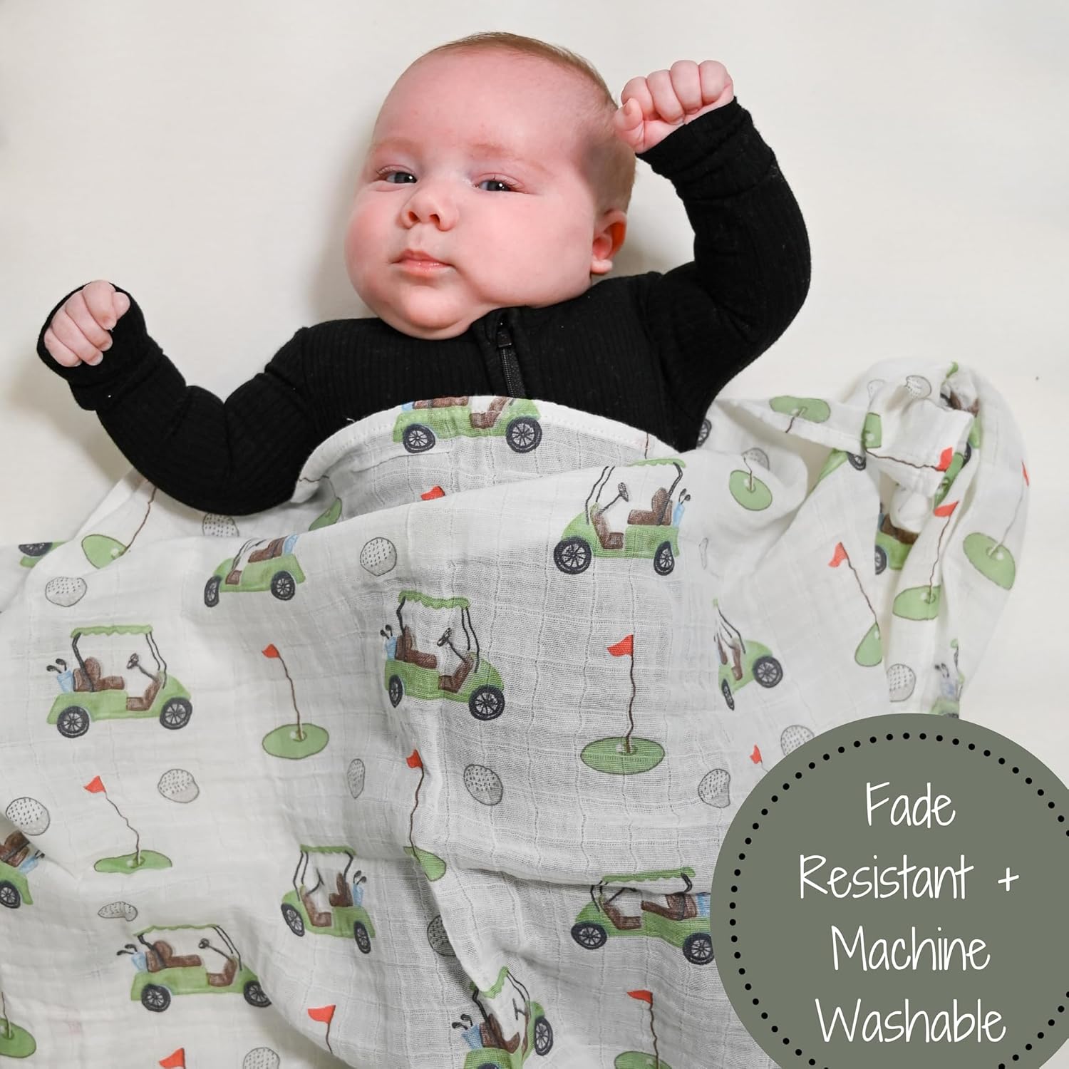 LollyBanks Golf Print Swaddle Blanket - 47x47 Inches