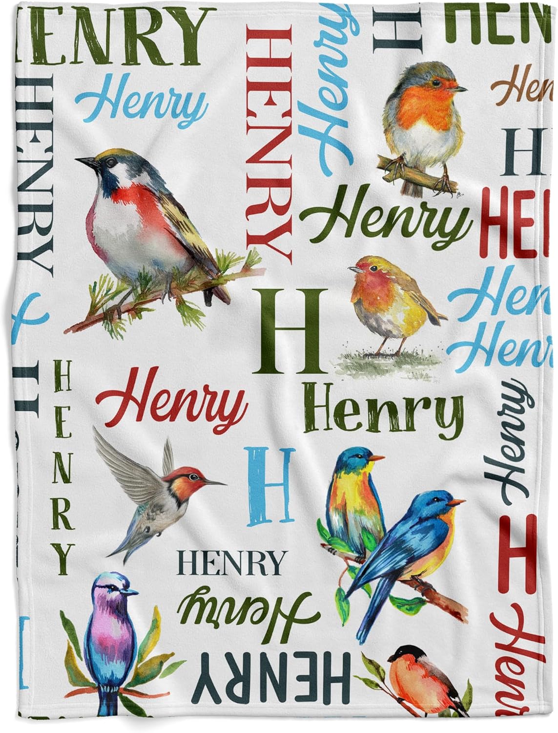 VibeCustom Personalized Bird Baby Blanket with Name