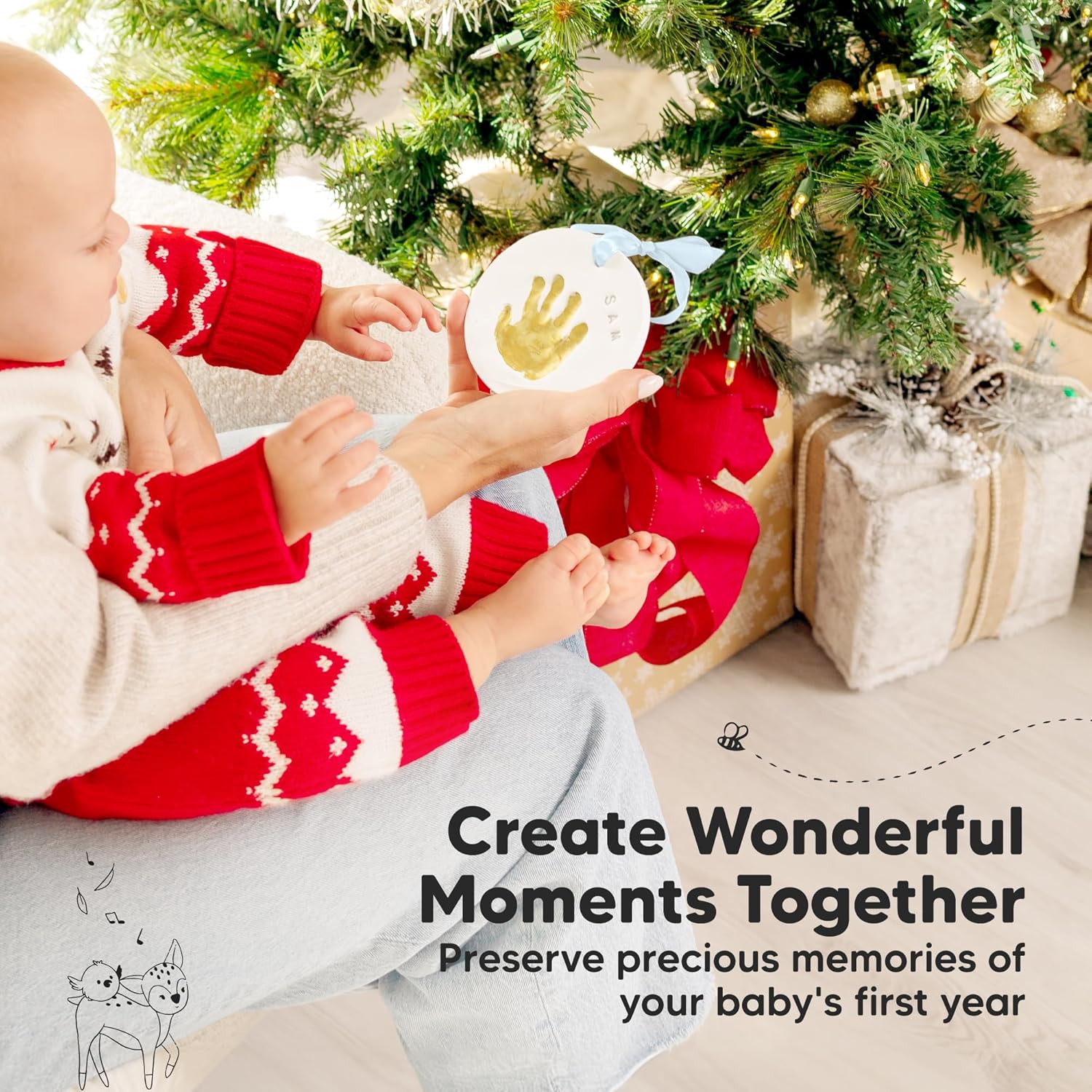 KeaBabies Baby Footprint Ornament Kit for Girls and Boys