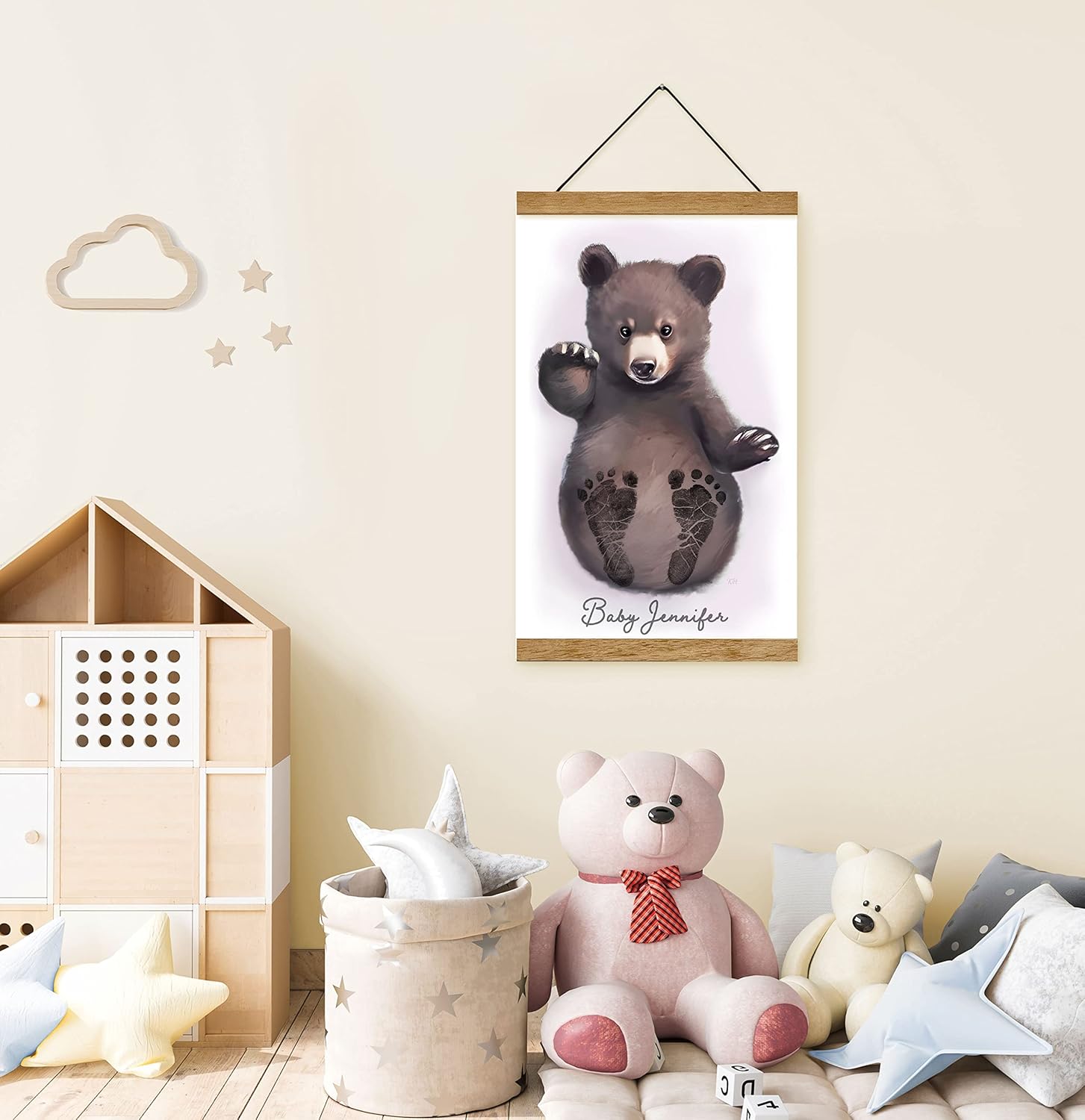 Memory Lane Gifts Co Baby Footprint Art - Green Teak Frame