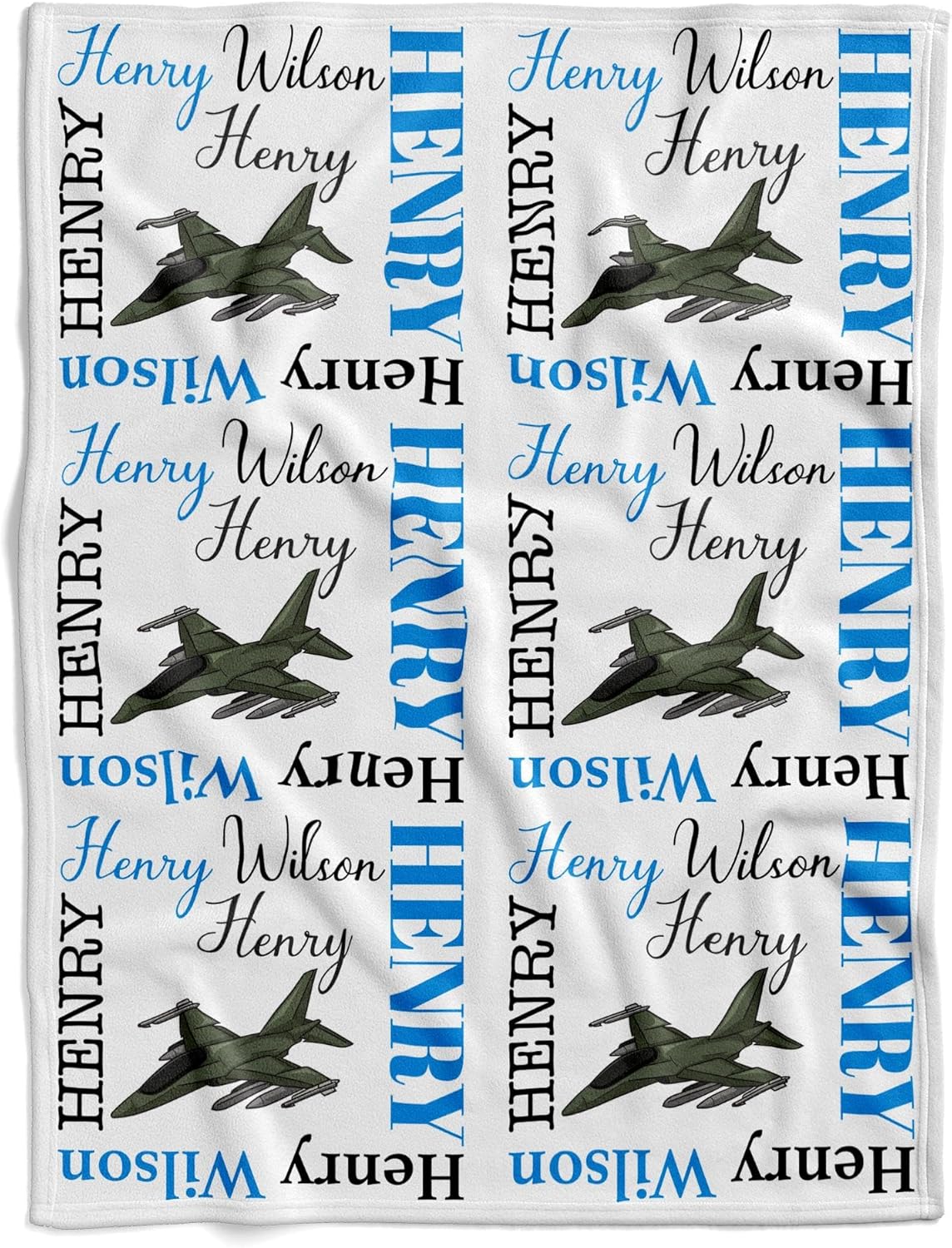 Personalized Military Airplane Baby Blanket with Custom Name