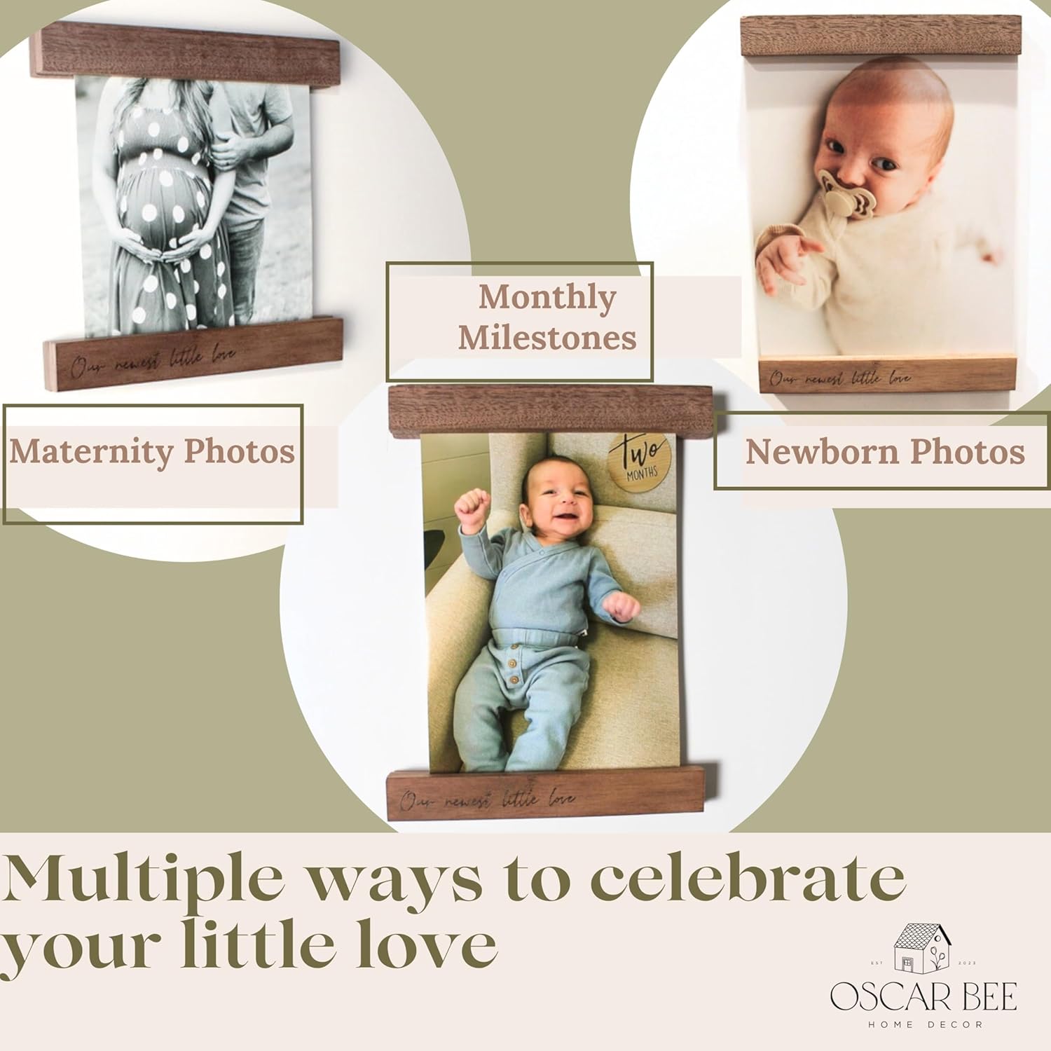 Oscar Bee Sonogram Frame Walnut Magnetic Ultrasound Keepake