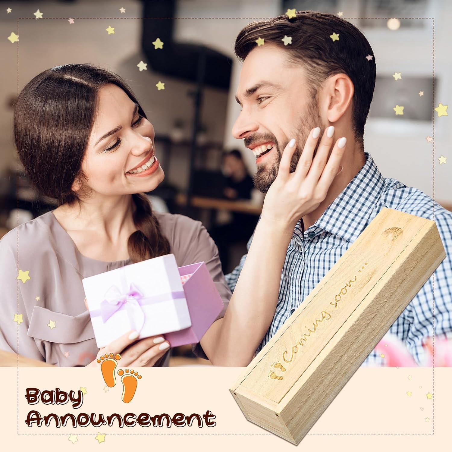 Qunclay Pregnancy Test Keepsake Box with Raffia Ribbon 1