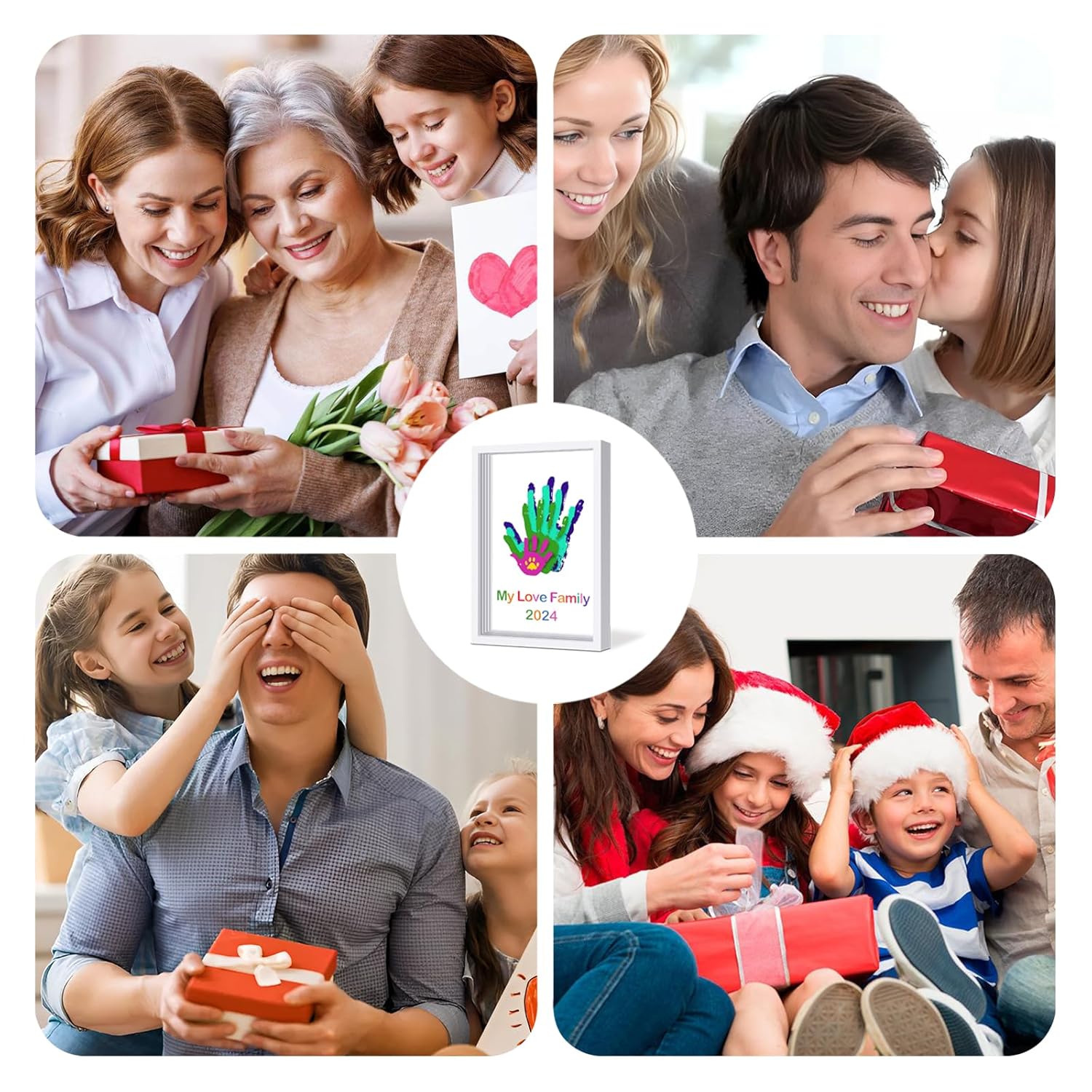 Family Handprint Kit DIY Wooden Frame with Non-Toxic Paints