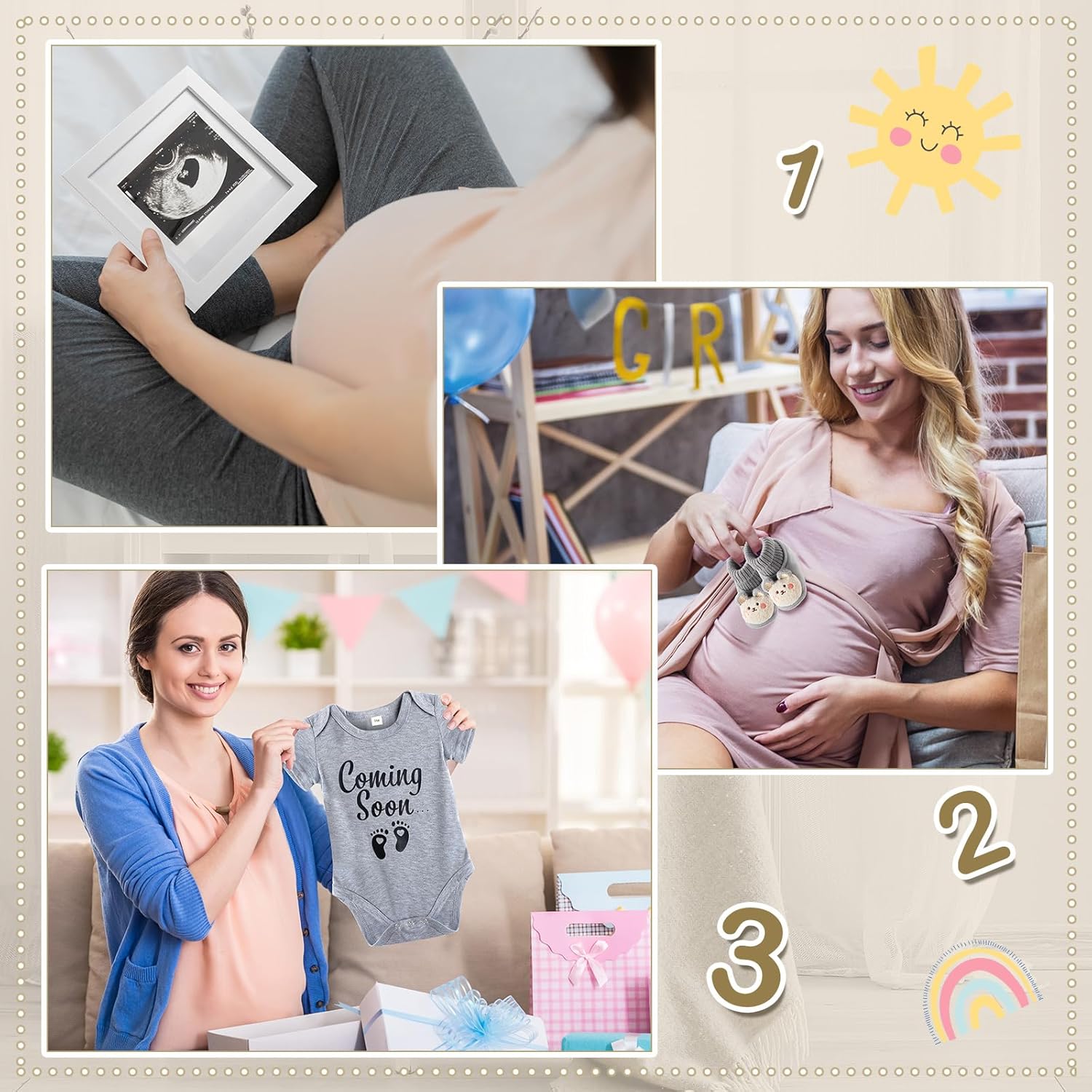 Canlierr 9 Pcs Pregnancy Announcement Set Gray