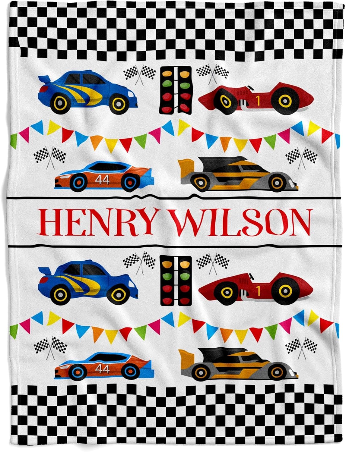 VibeCustom Personalized Race Car Baby Blanket