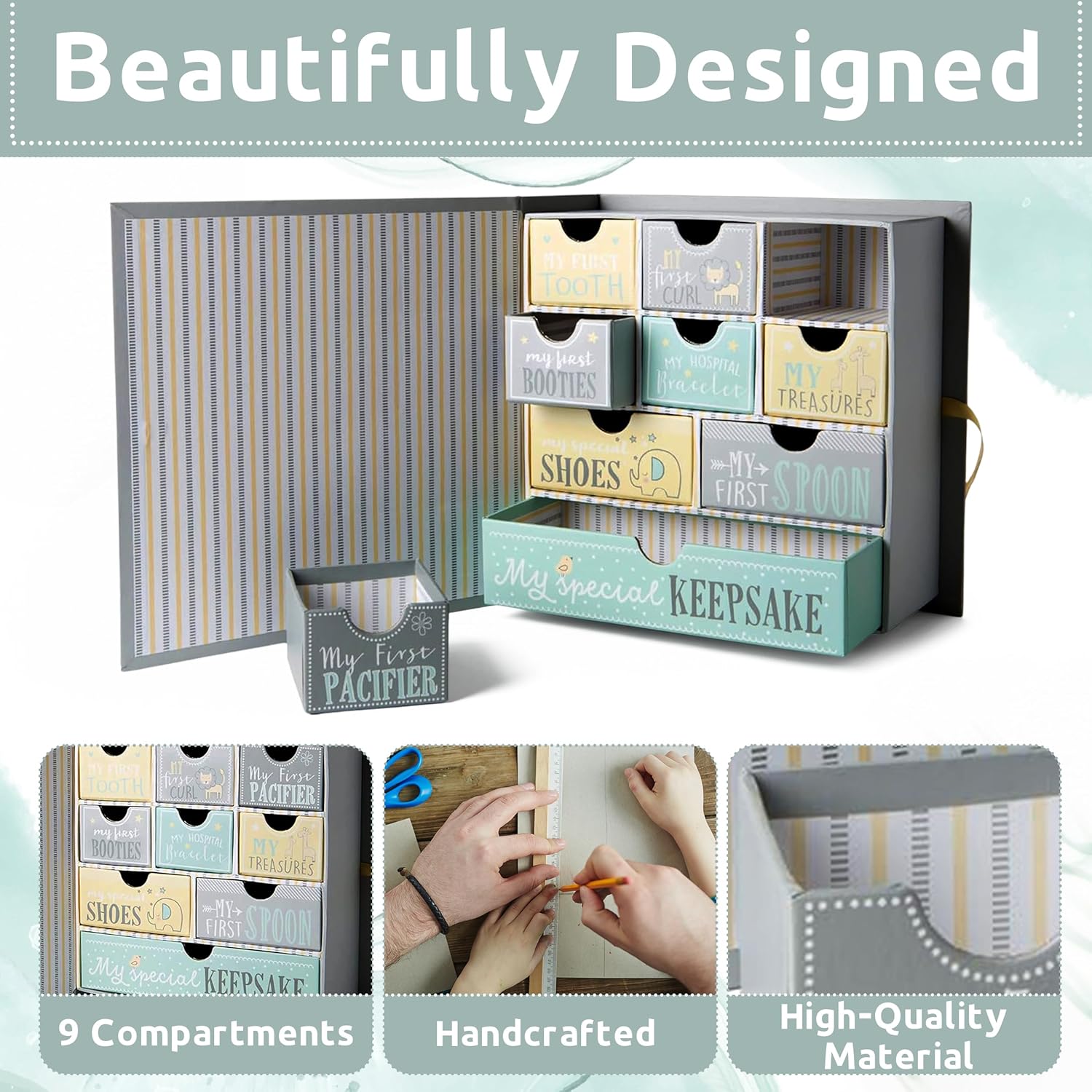 Votum Baby Keepsake Box - Moon Stars 9 Compartments