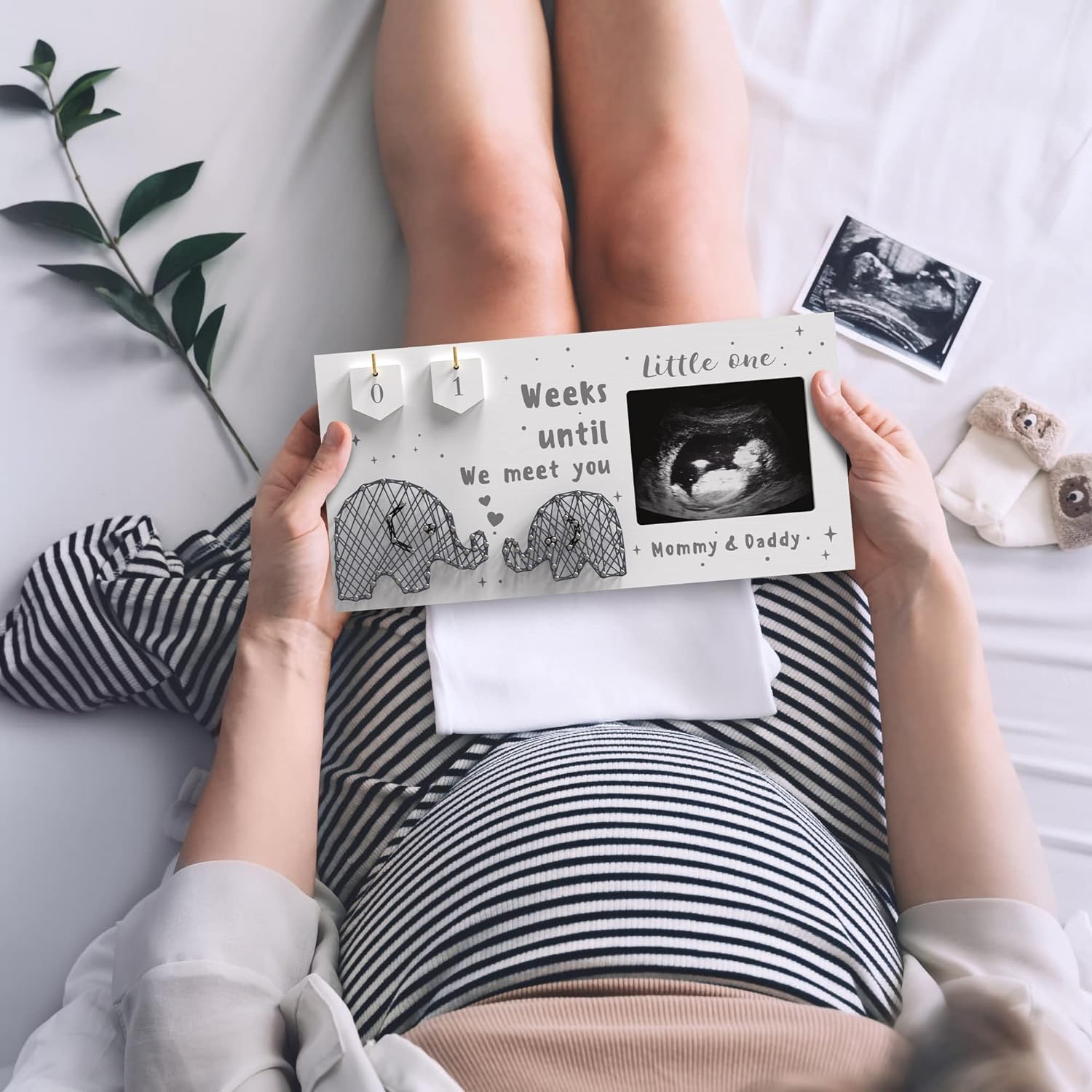 Baby Sonogram Frame with Countdown - Farmhouse Style Keepsake