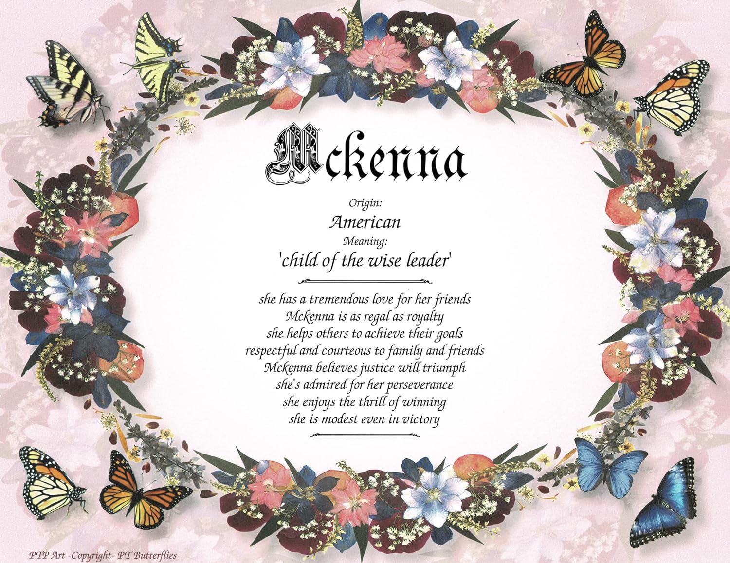Personalized Butterfly Keepsake Print Frame 85x11