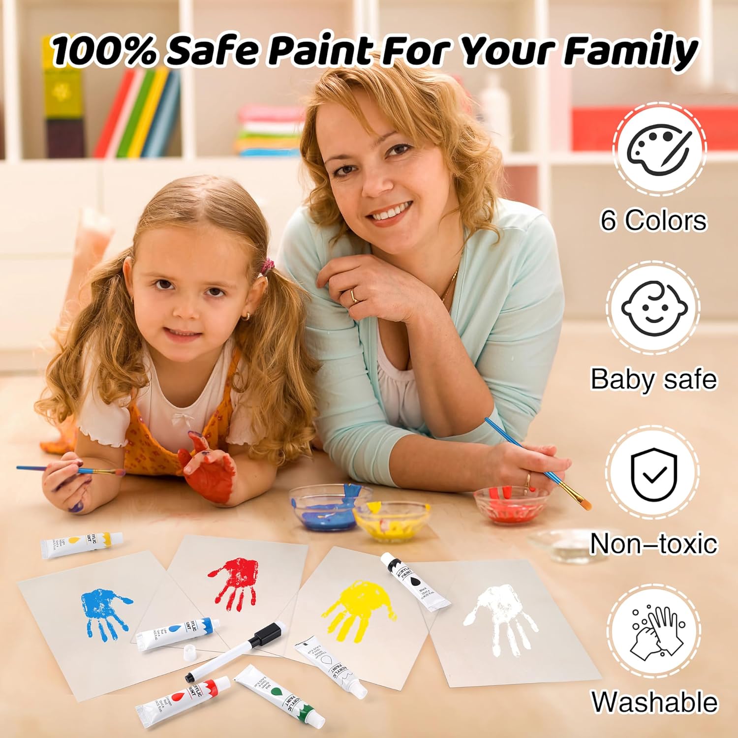 Family Handprint Kit with 6 Non-Toxic Paints 1