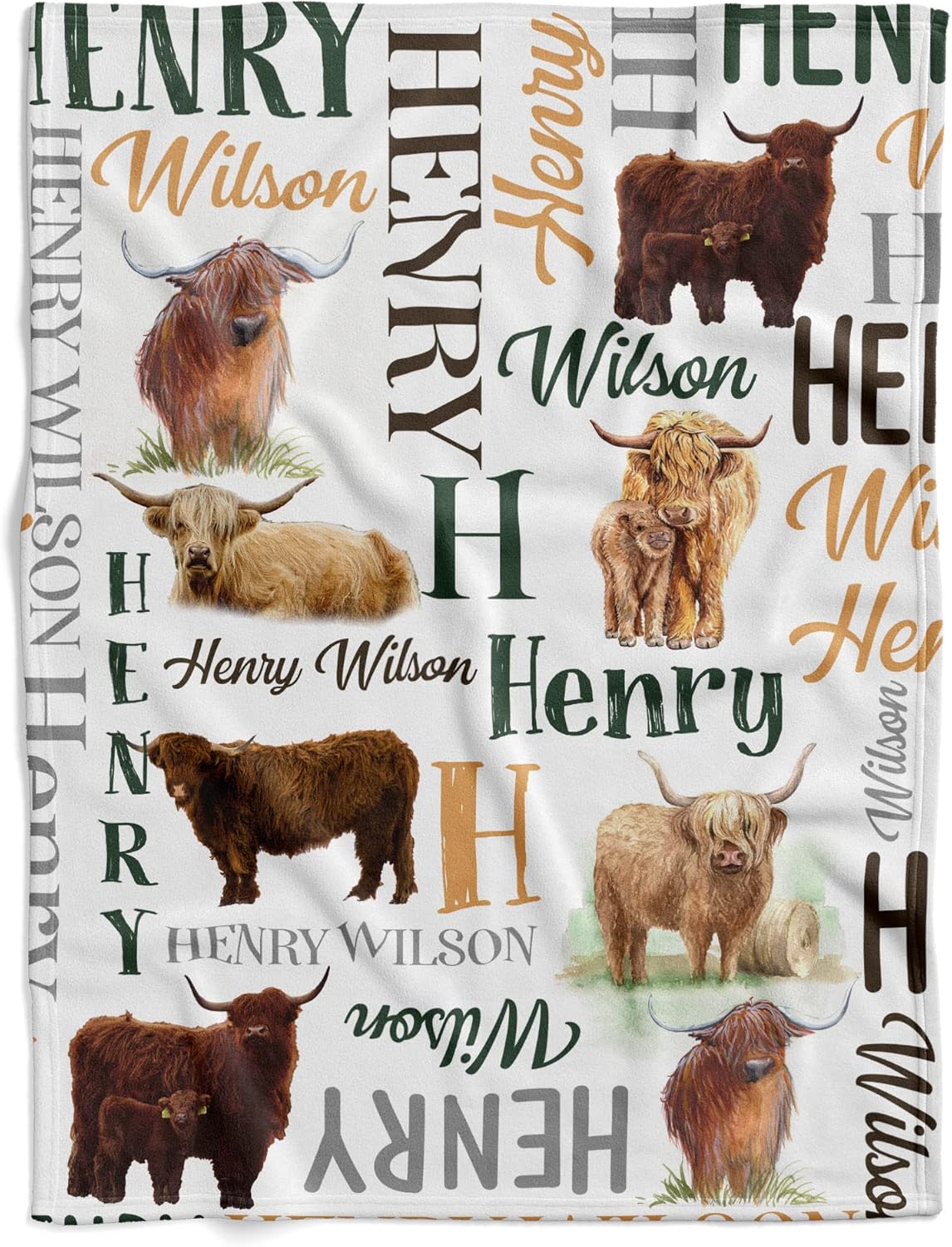 Personalized Cow Print Baby Blanket with Name