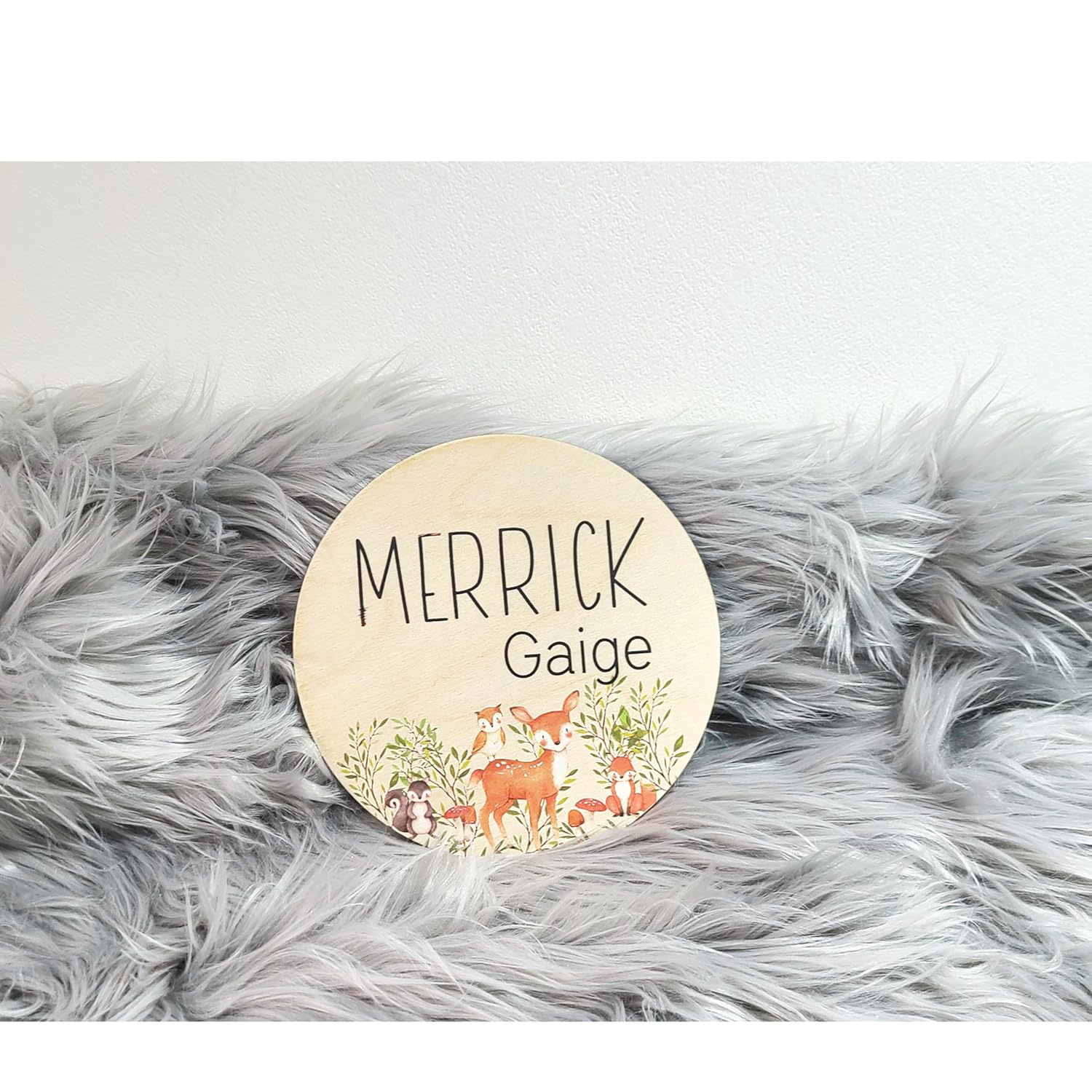 Woodland Baby Name Sign with Deer Fox Design