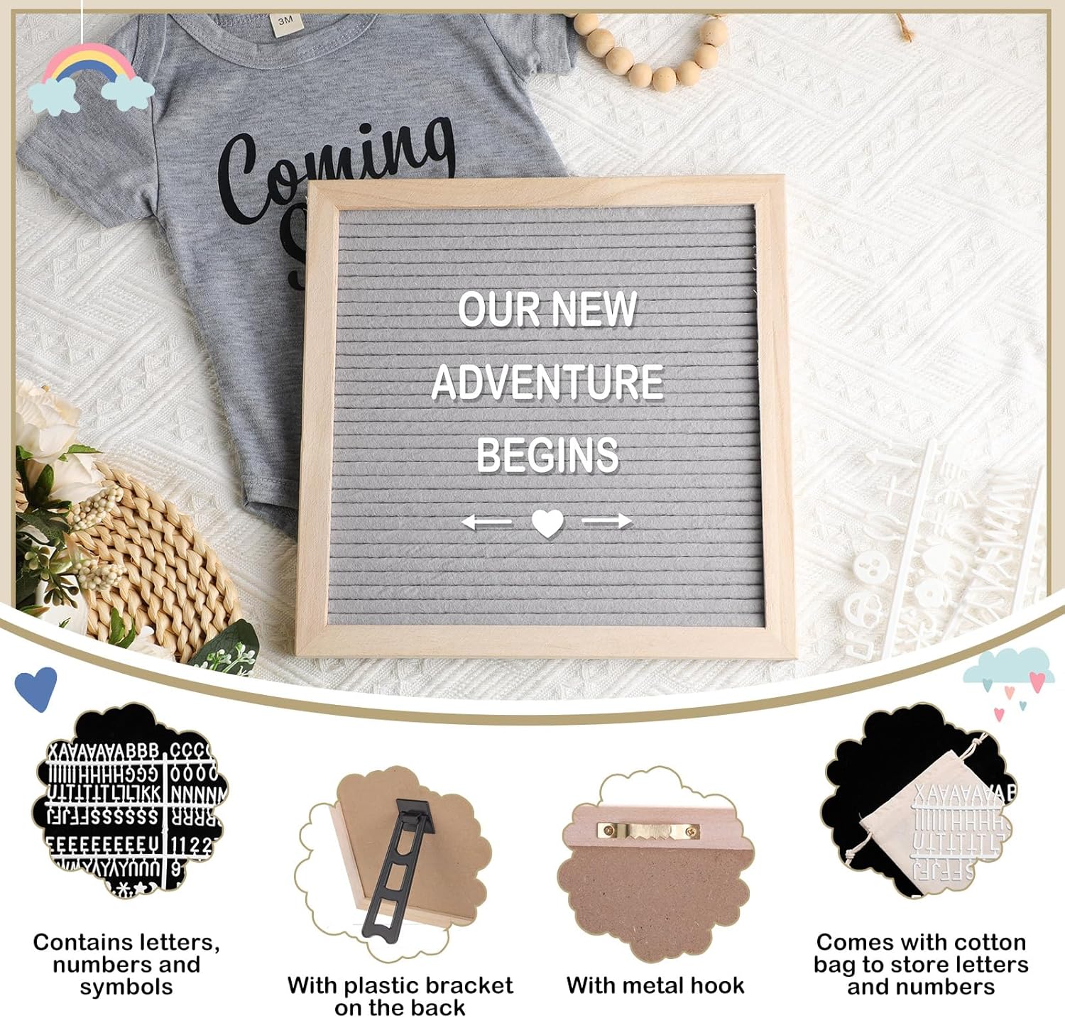 Canlierr 9 Pcs Pregnancy Announcement Set Gray