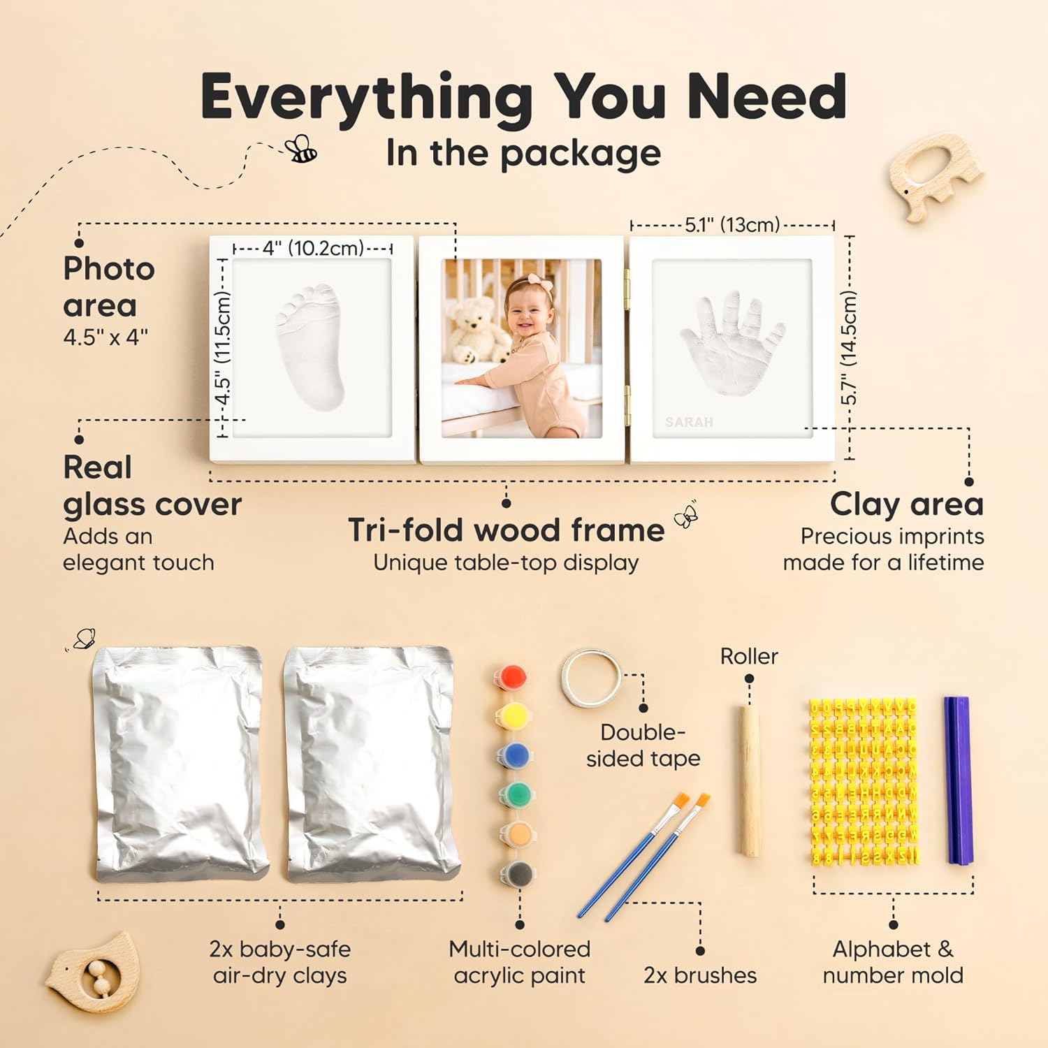 KeaBabies Baby Hand Footprint Kit - Keepsake Photo Frame