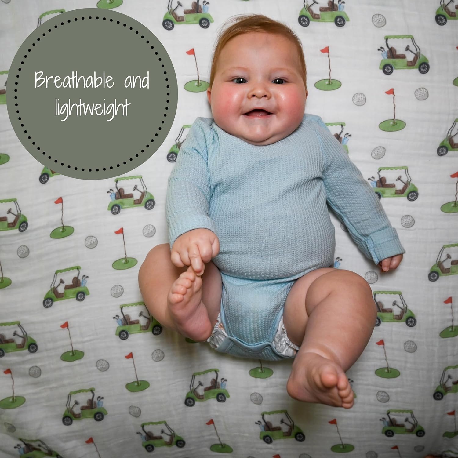 LollyBanks Golf Print Swaddle Blanket - 47x47 Inches