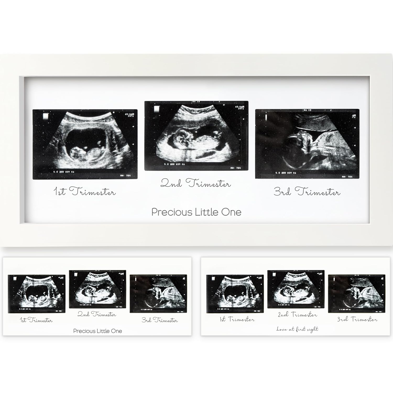 KeaBabies Trio Sonogram Photo Frames - Alpine White