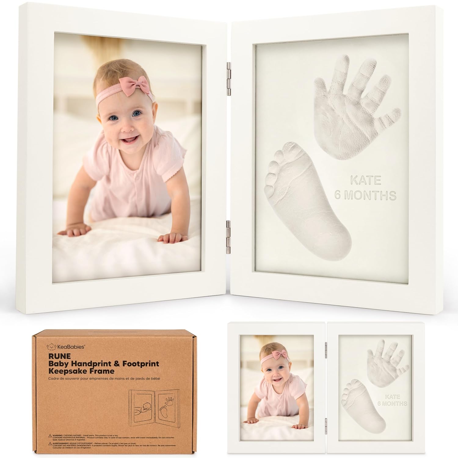KeaBabies Personalized Hand Footprint Kit - Quick Dry Clay