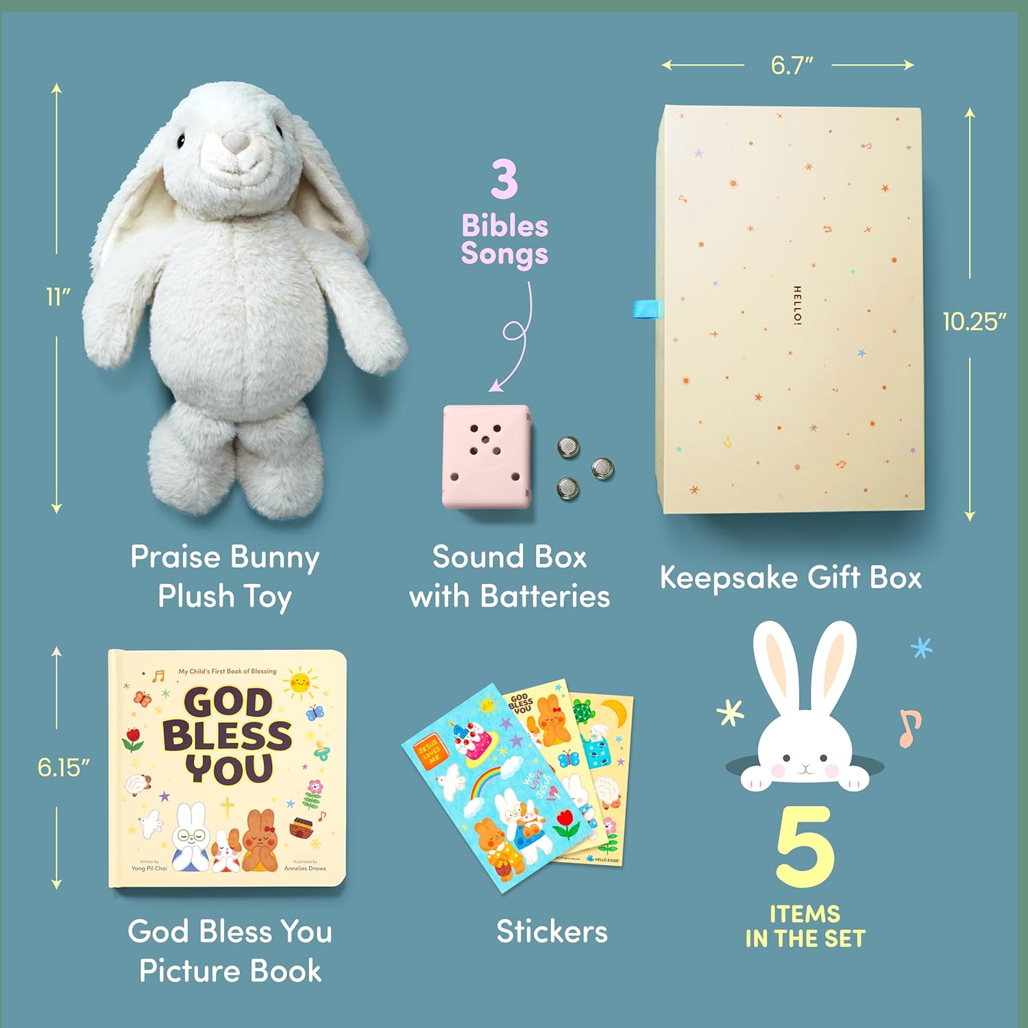 HELLO 2 KIDS Praise Bunny Christening Gift Set