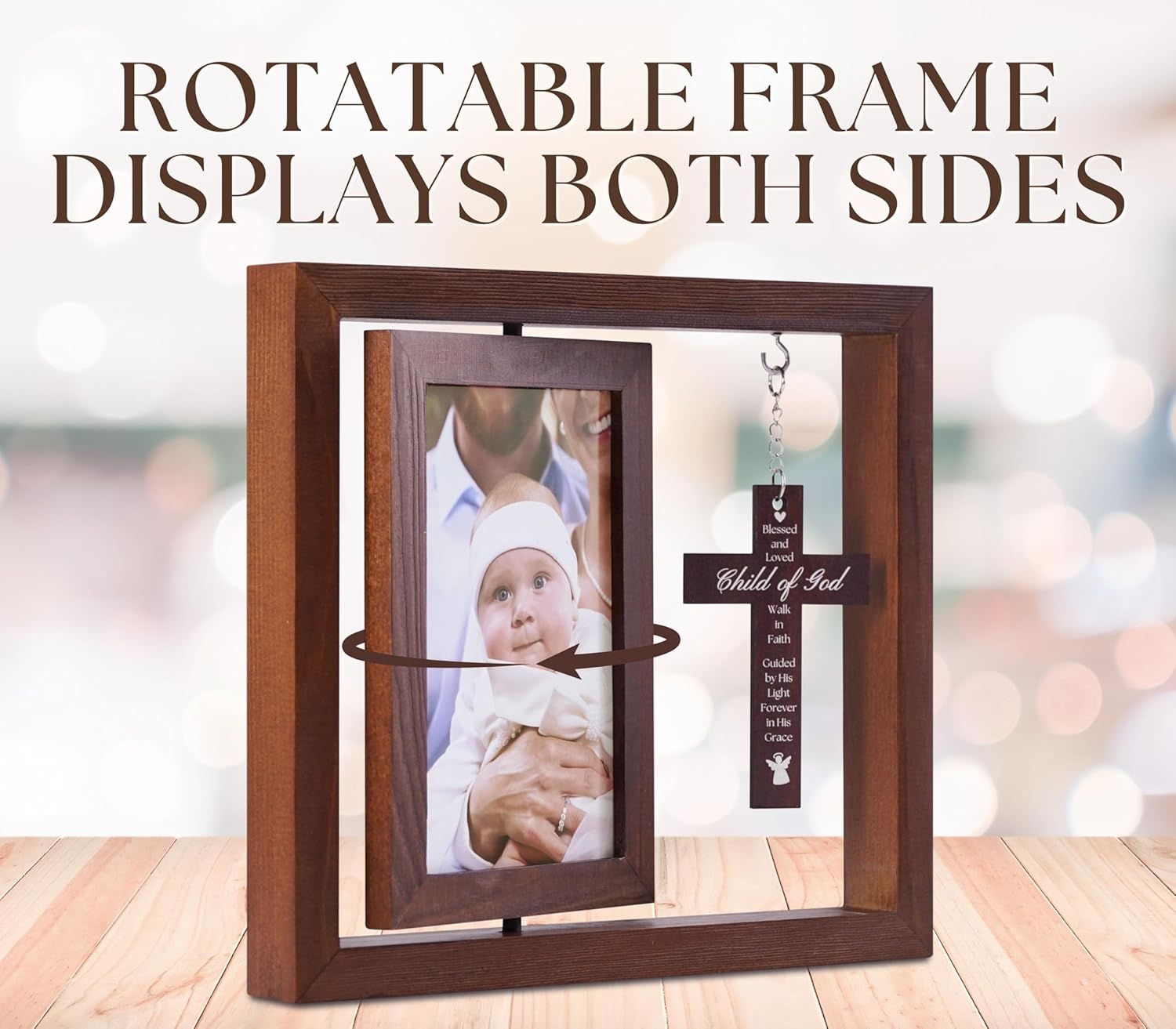 InnoBeta Baptism Gifts for Girls - Wood Frame 4x6