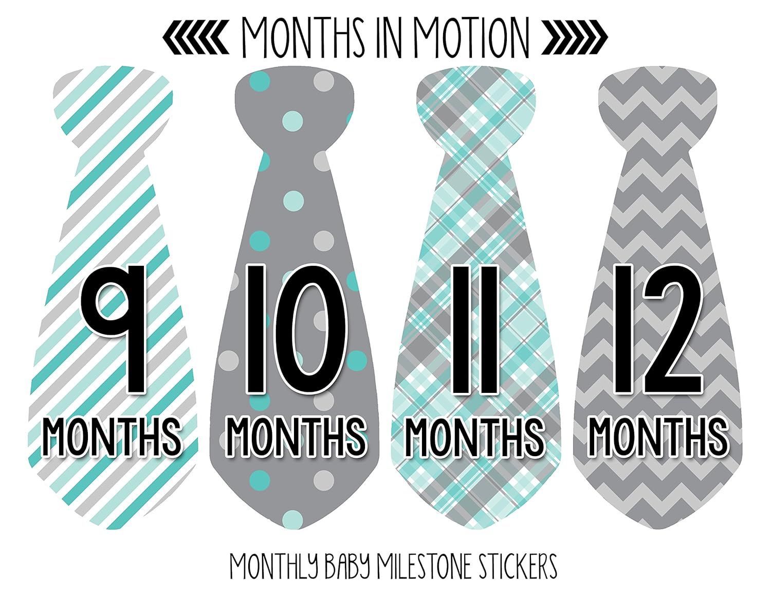 Monthly Baby Milestone Tie Stickers - 12 Pieces