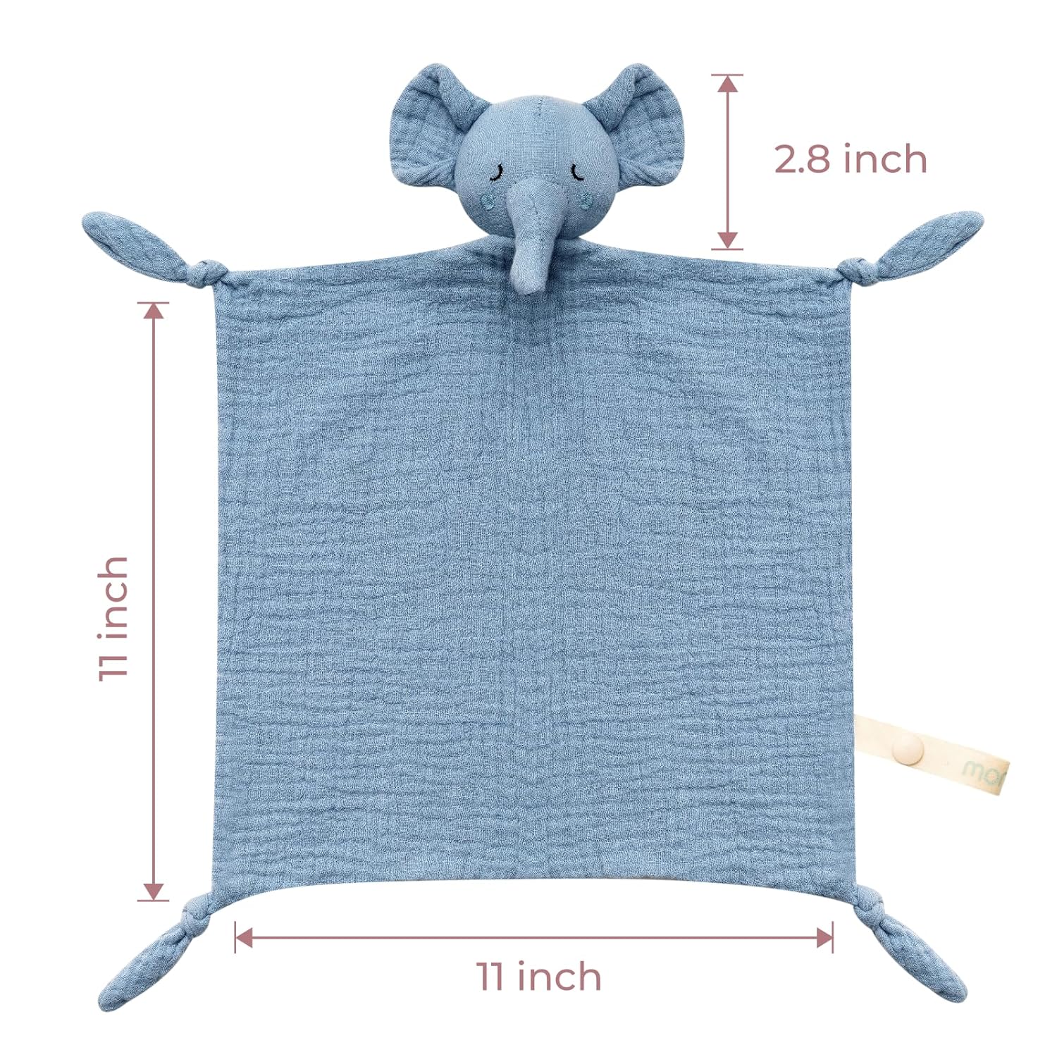 Momcozy Elephant Loveys Baby Blanket 14 Inch Blue