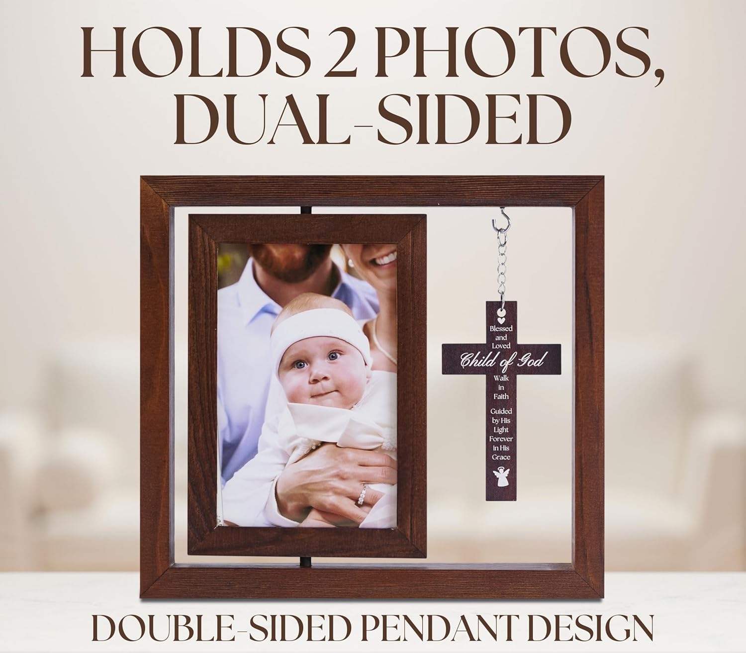 InnoBeta Baptism Gifts for Girls - Wood Frame 4x6