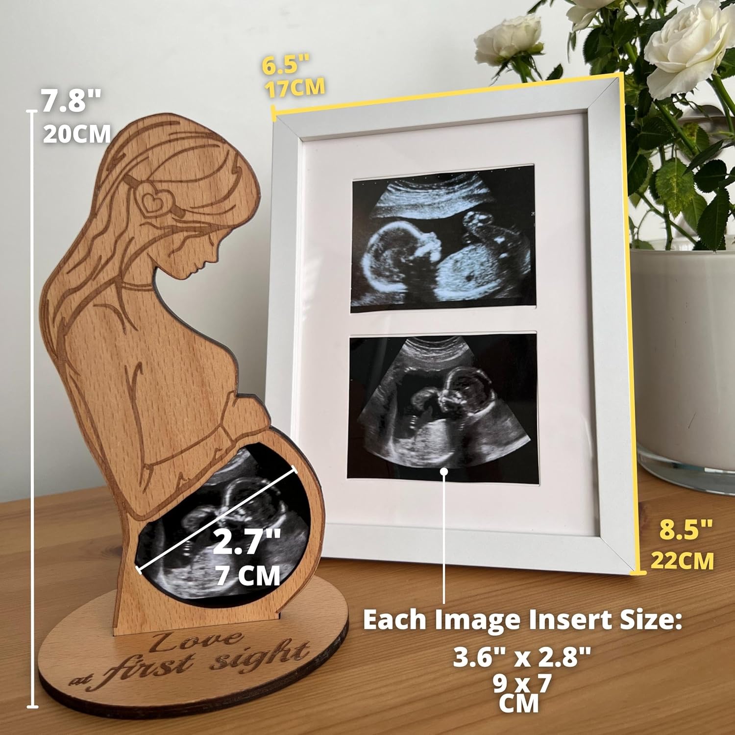 Hearts Sign Sonogram Frame Bundle - Unique Baby Keepsake