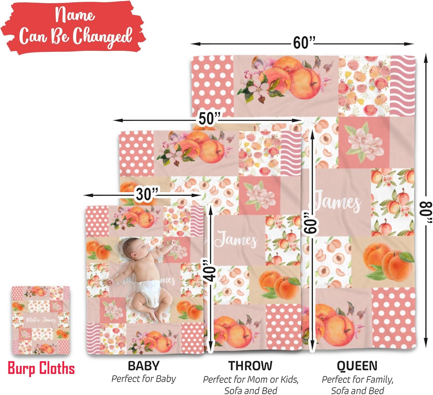 Custom Fruit Baby Blanket with Polka Dots