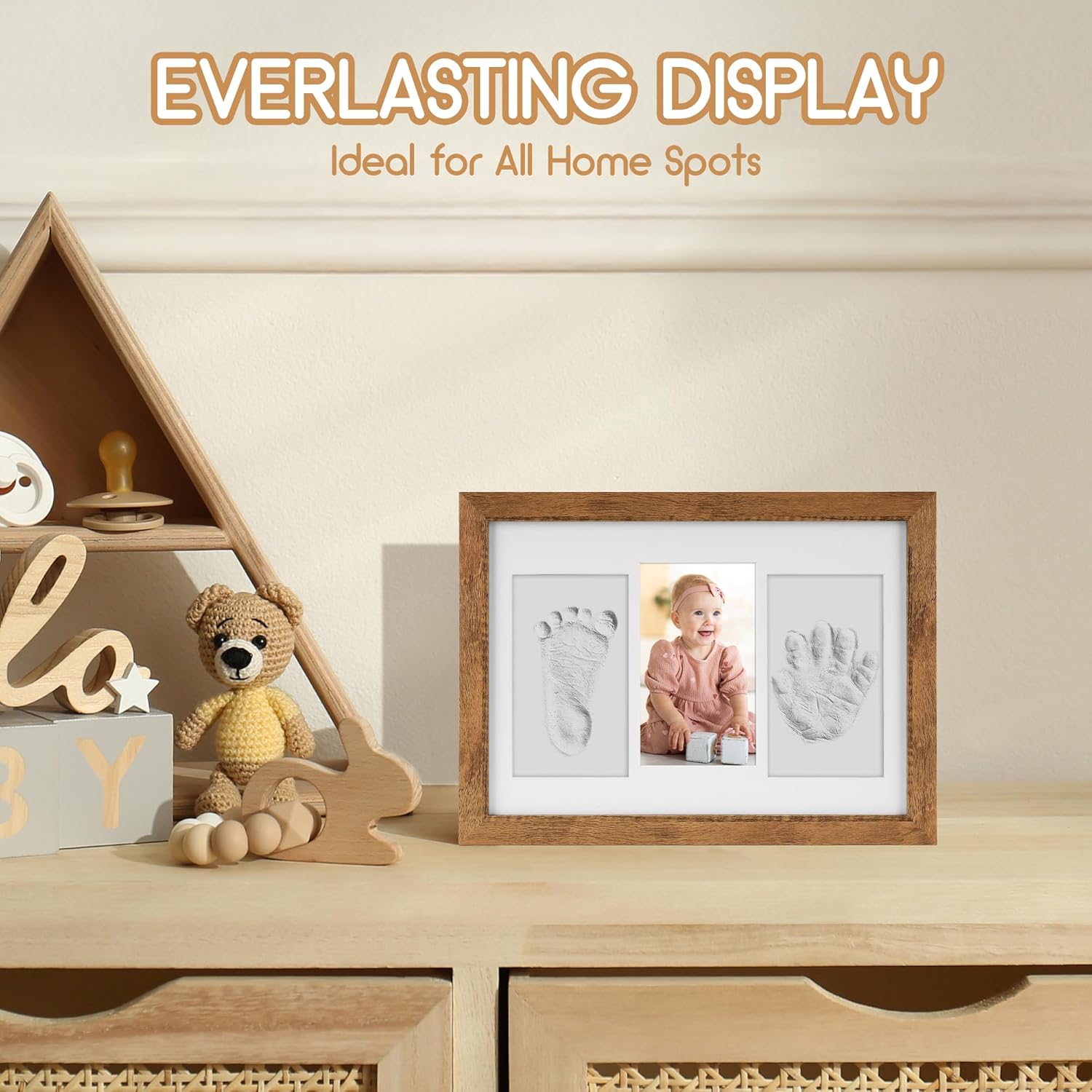 Cadolen Baby Footprint Kit with Wooden Frame