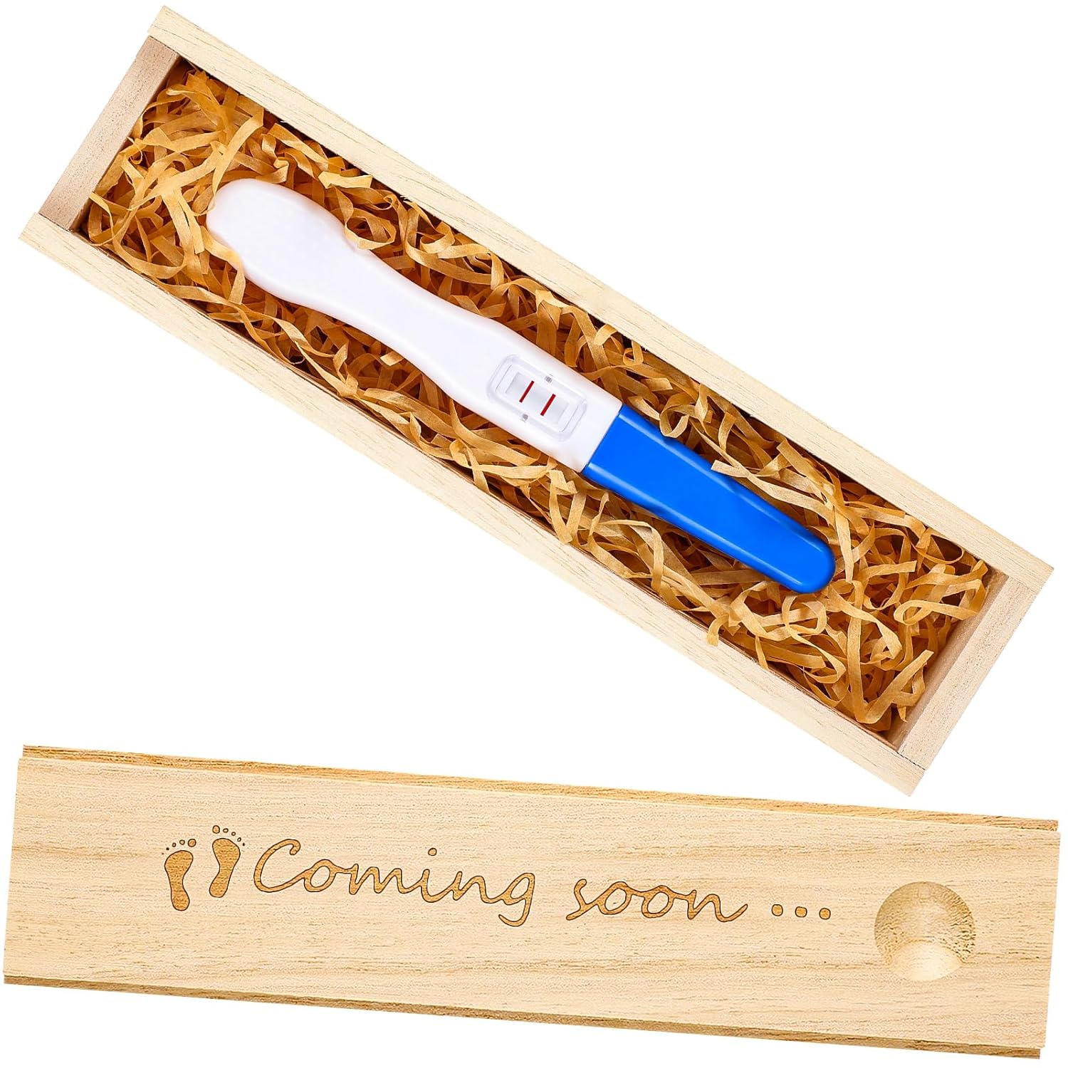 Qunclay Pregnancy Test Keepsake Box with Raffia Ribbon 1