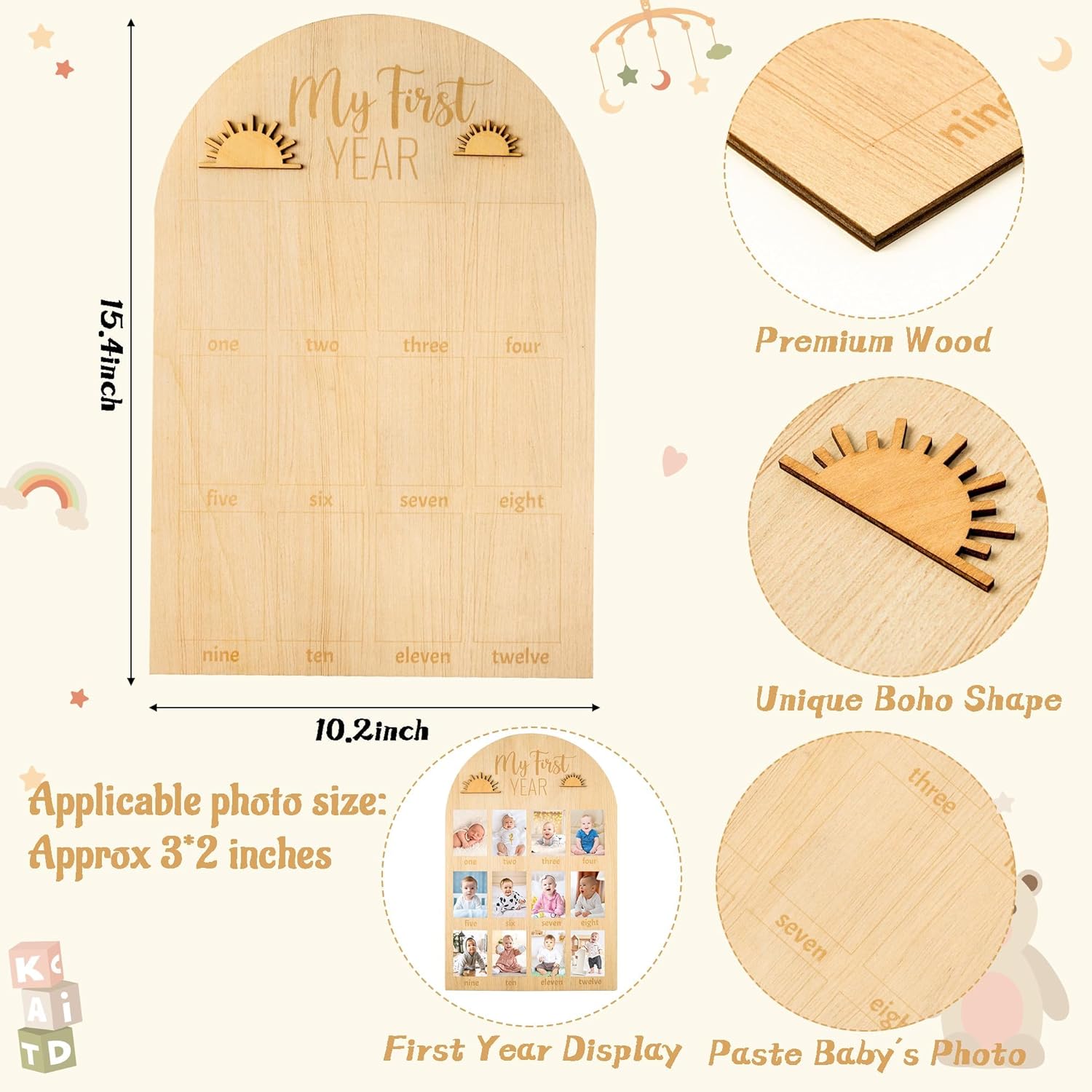 R HORSE First Year Photo Display Wooden Board