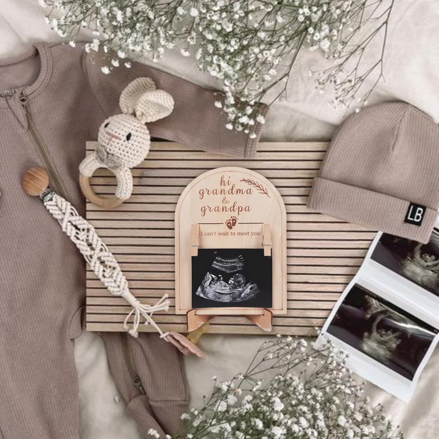 HONOCOOLS Baby Ultrasound Photo Frame - Pregnancy Reveal Keepsake for Grandparents