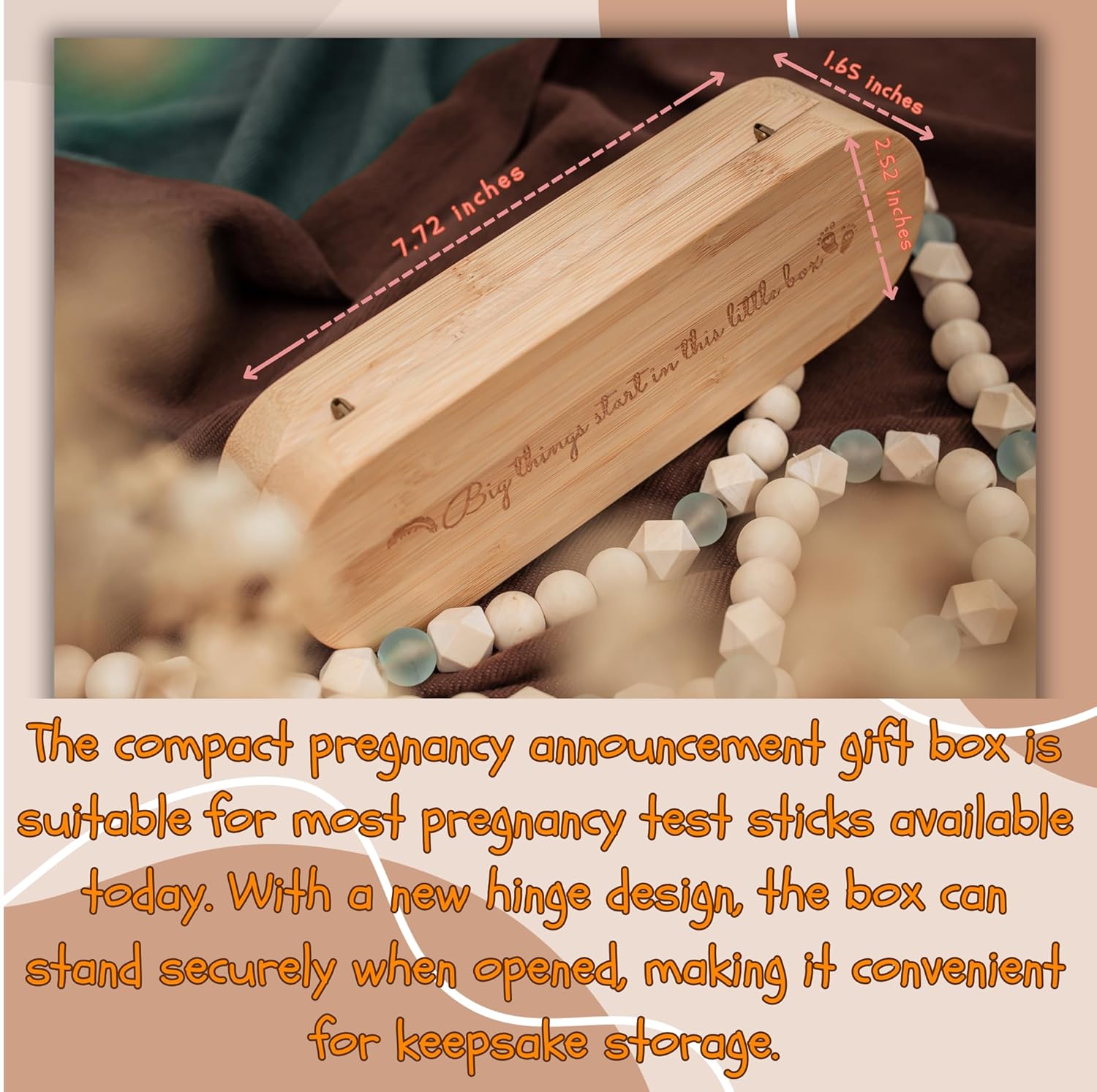 SOCBOI Pregnancy Test Keepsake Box with Bamboo and Raffia