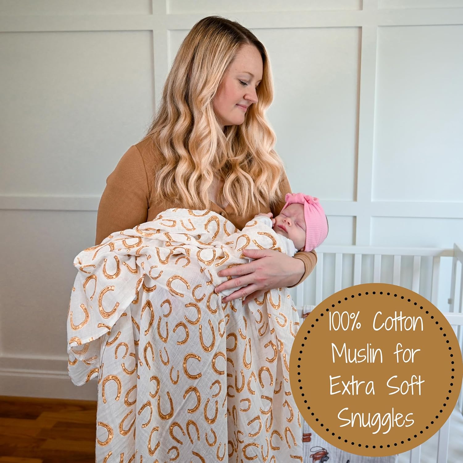 LollyBanks Cowboy Horseshoe Swaddle Blankets 2 Pack